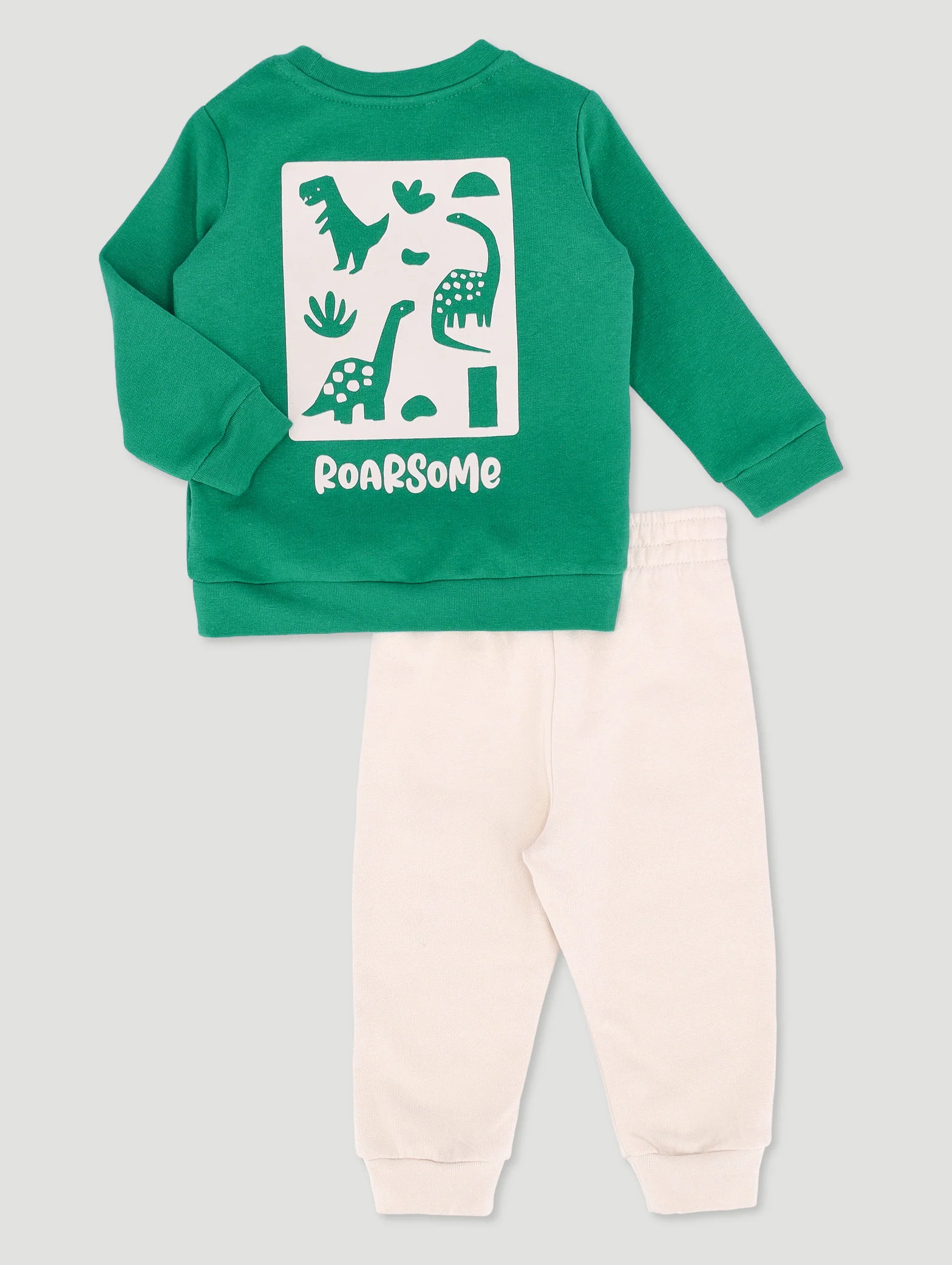 Baby Boys Dino Colourblock Fleece Set - Seaweed Green - Image 2
