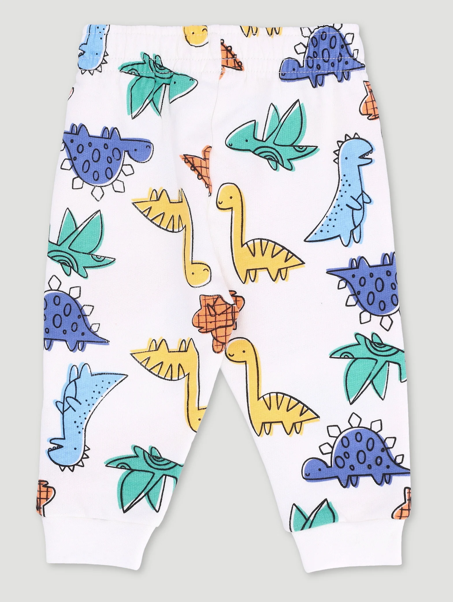 Baby Boys Dino Print Fleece Jogger - Cream - Image 2