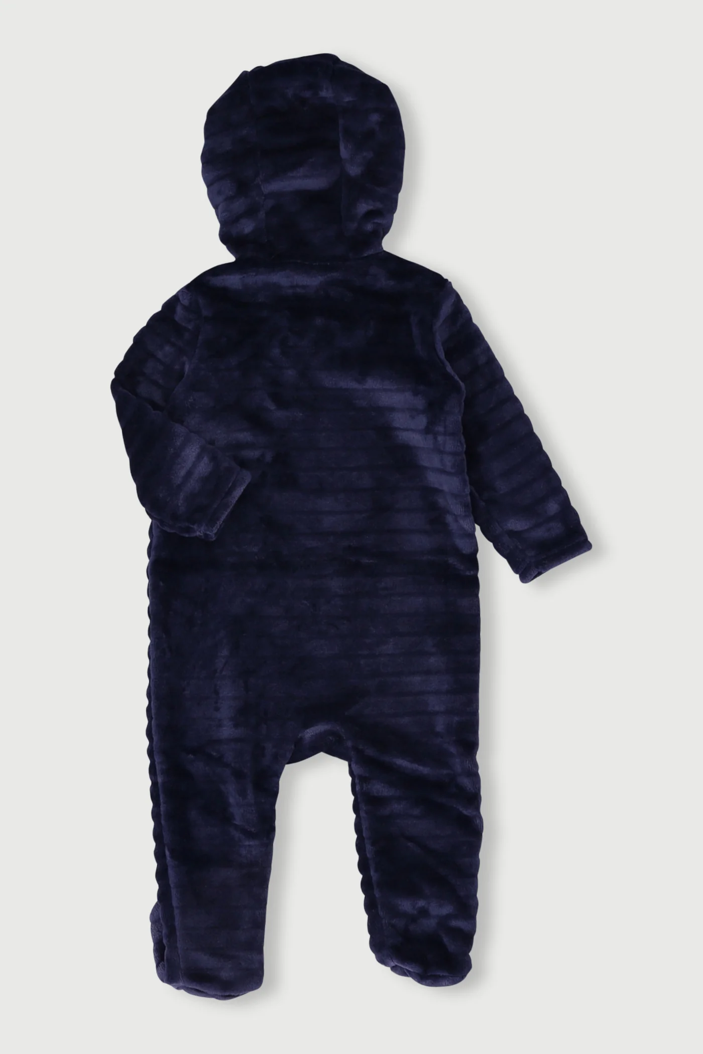 Baby Boys Embossed Hooded Babygrow - Navy - Image 2