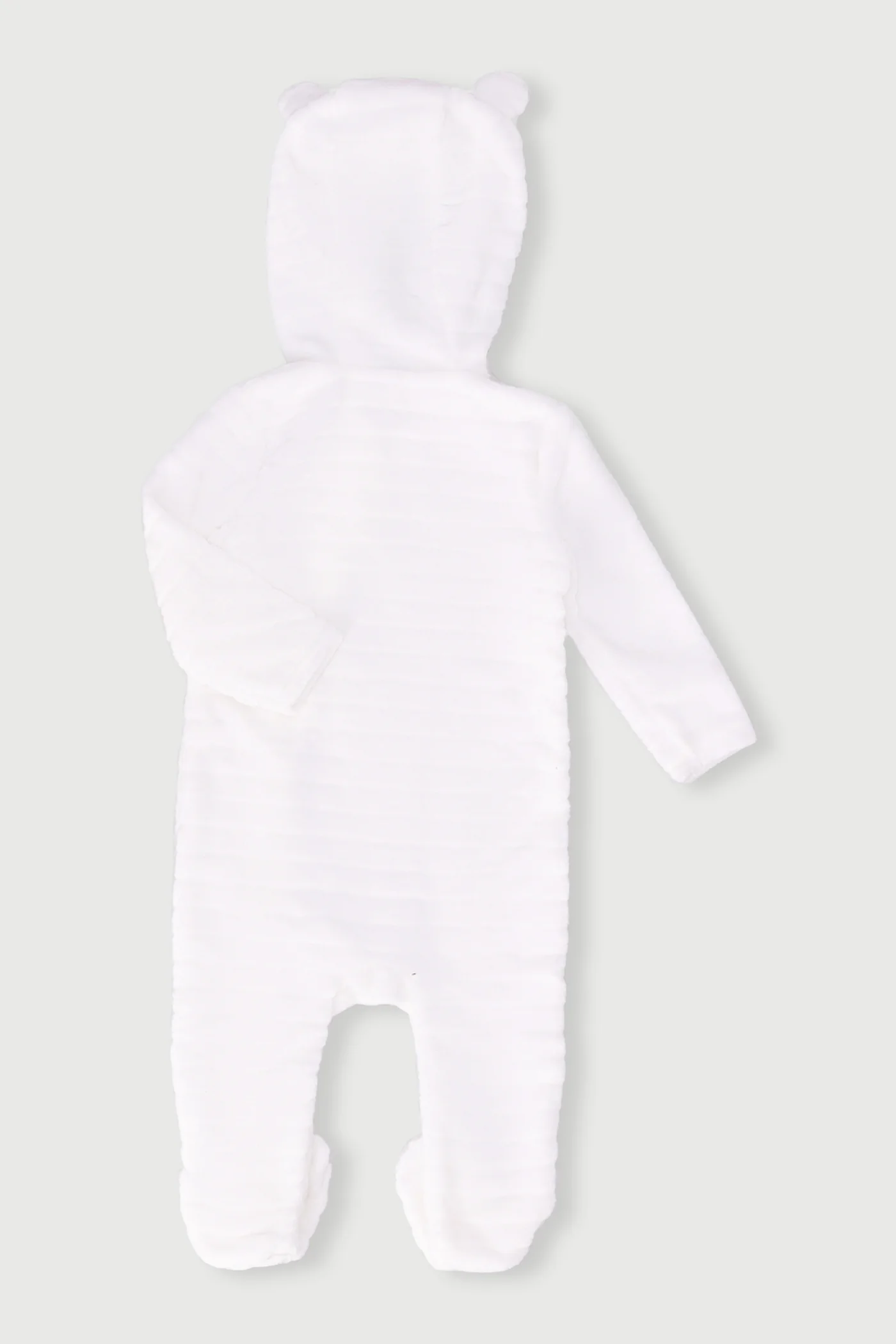 Baby Boys Embossed Hooded Babygrow - White - Image 2