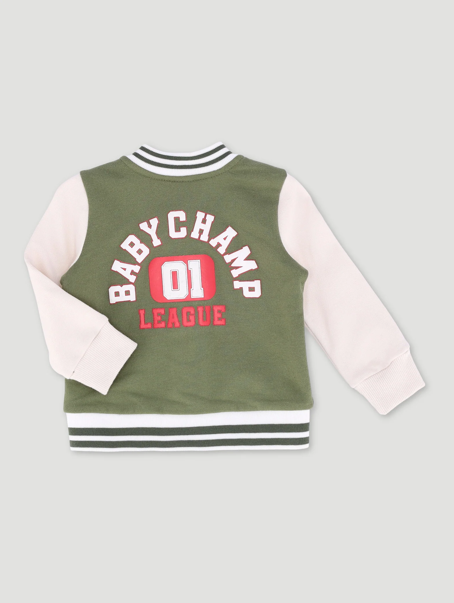 Baby Boys Fleece Baseball Jacket - Light Fatigue - Image 2