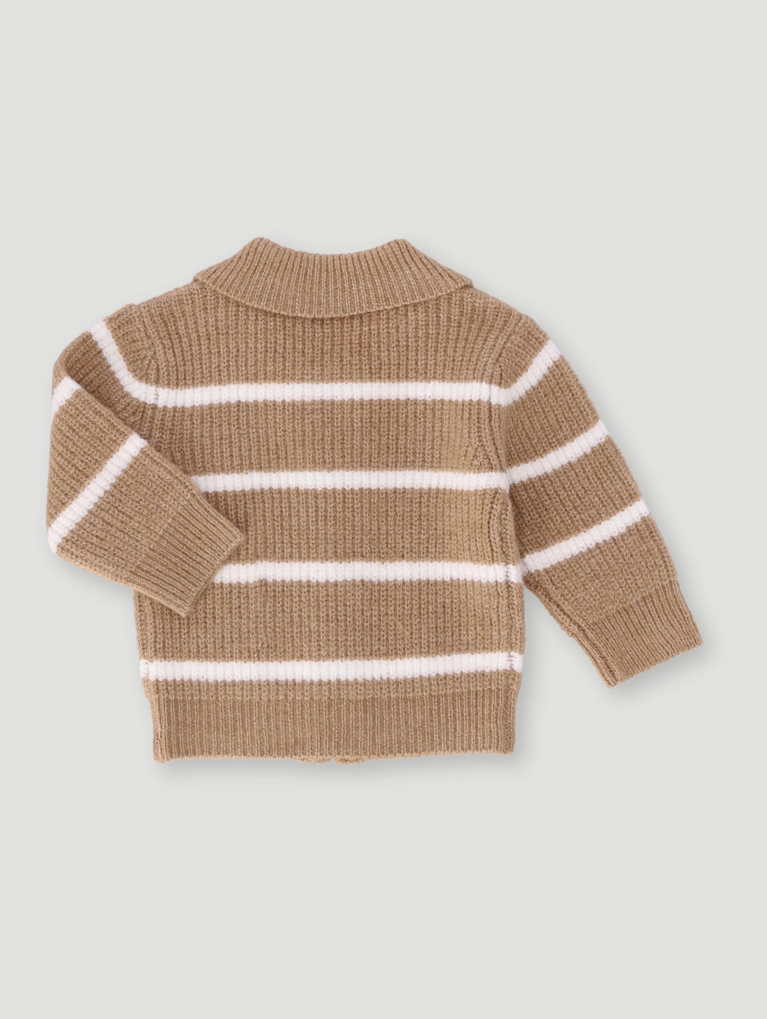 Baby Boys Knitwear Zip Thru Stripe Jacket - Beige - Image 2