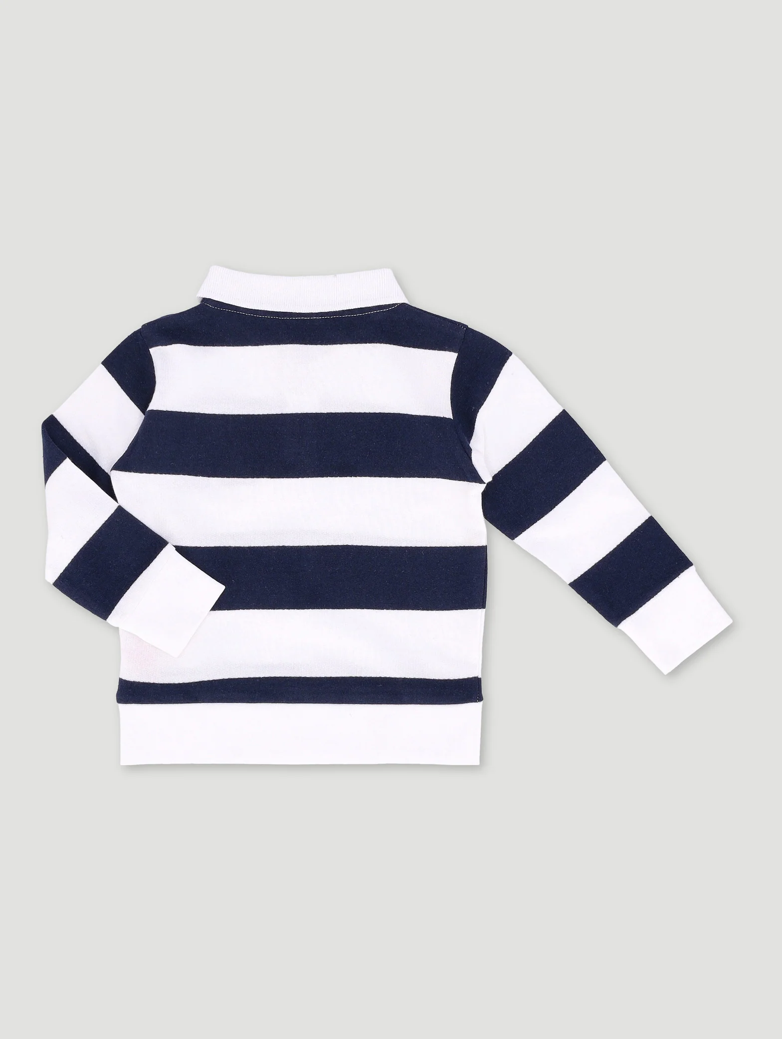 Baby Boys Long Sleeve Stripe Golfer - Navy - Image 2