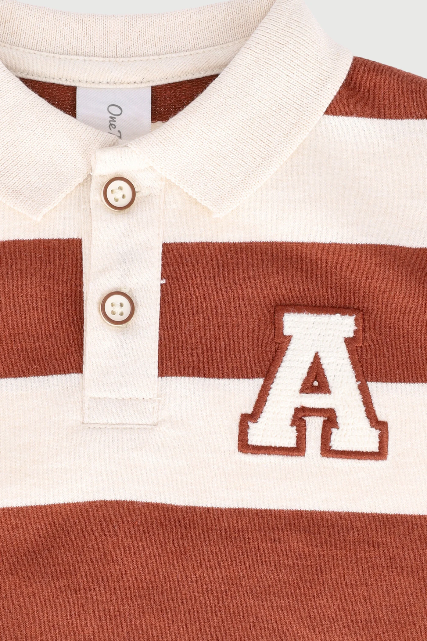 Baby Boys Long Sleeve Thick Stripe Golfer Jersey - Tan - Image 2
