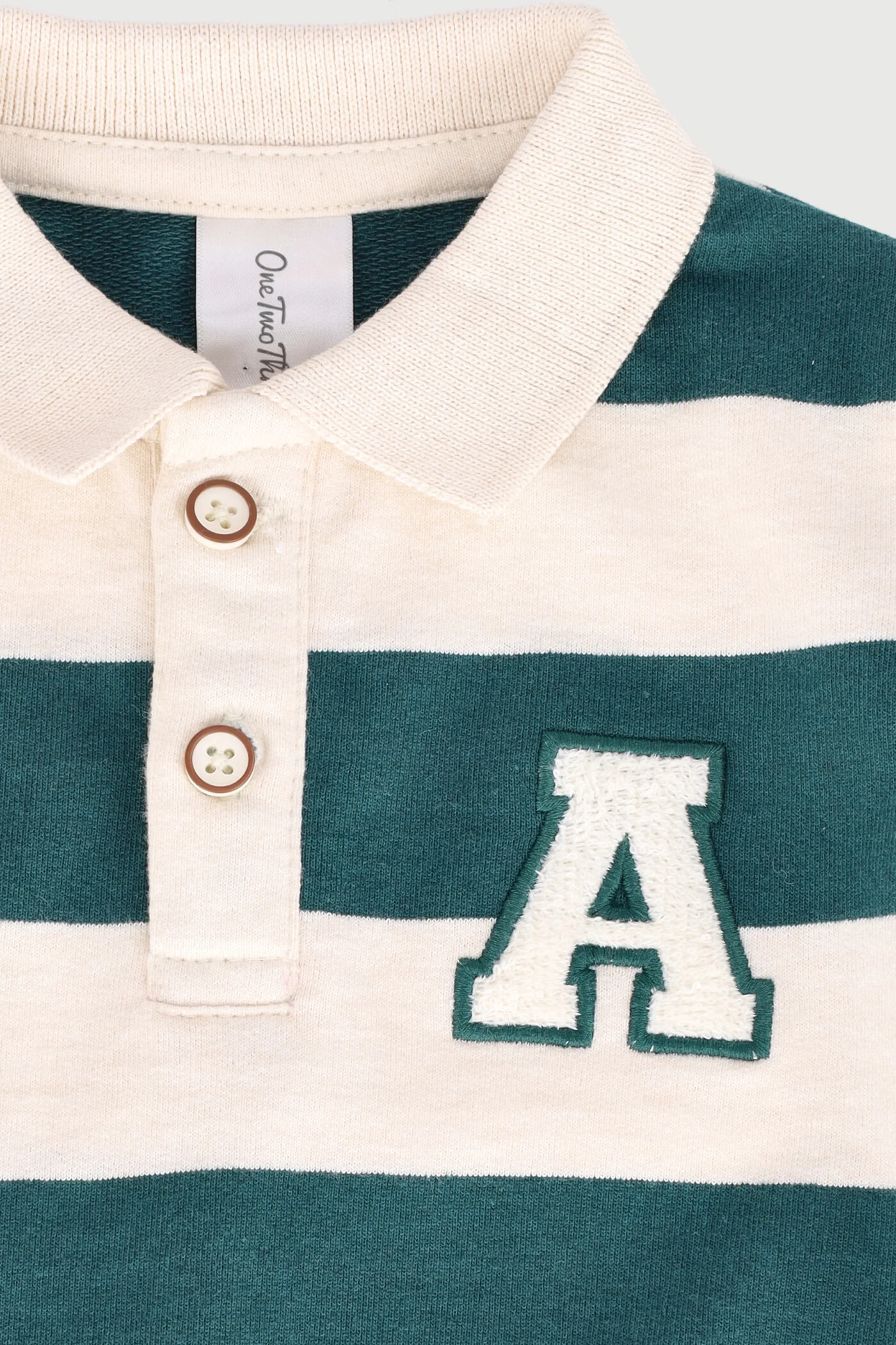 Baby Boys Long Sleeve Thick Stripe Golfer Jersey - Teal - Image 2