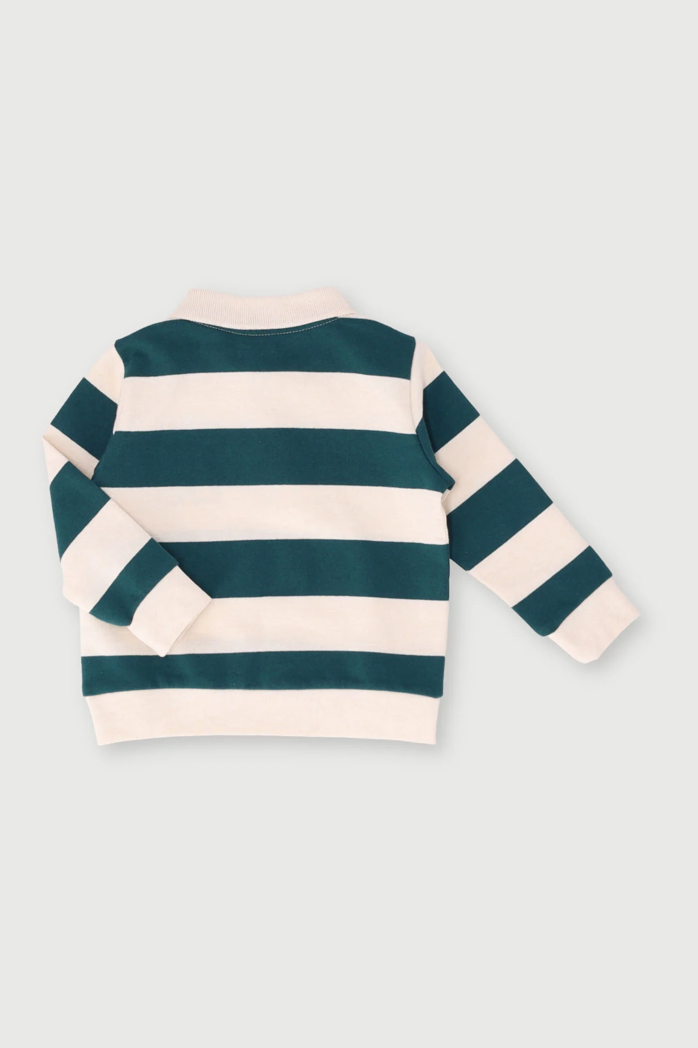 Baby Boys Long Sleeve Thick Stripe Golfer Jersey - Teal - Image 3