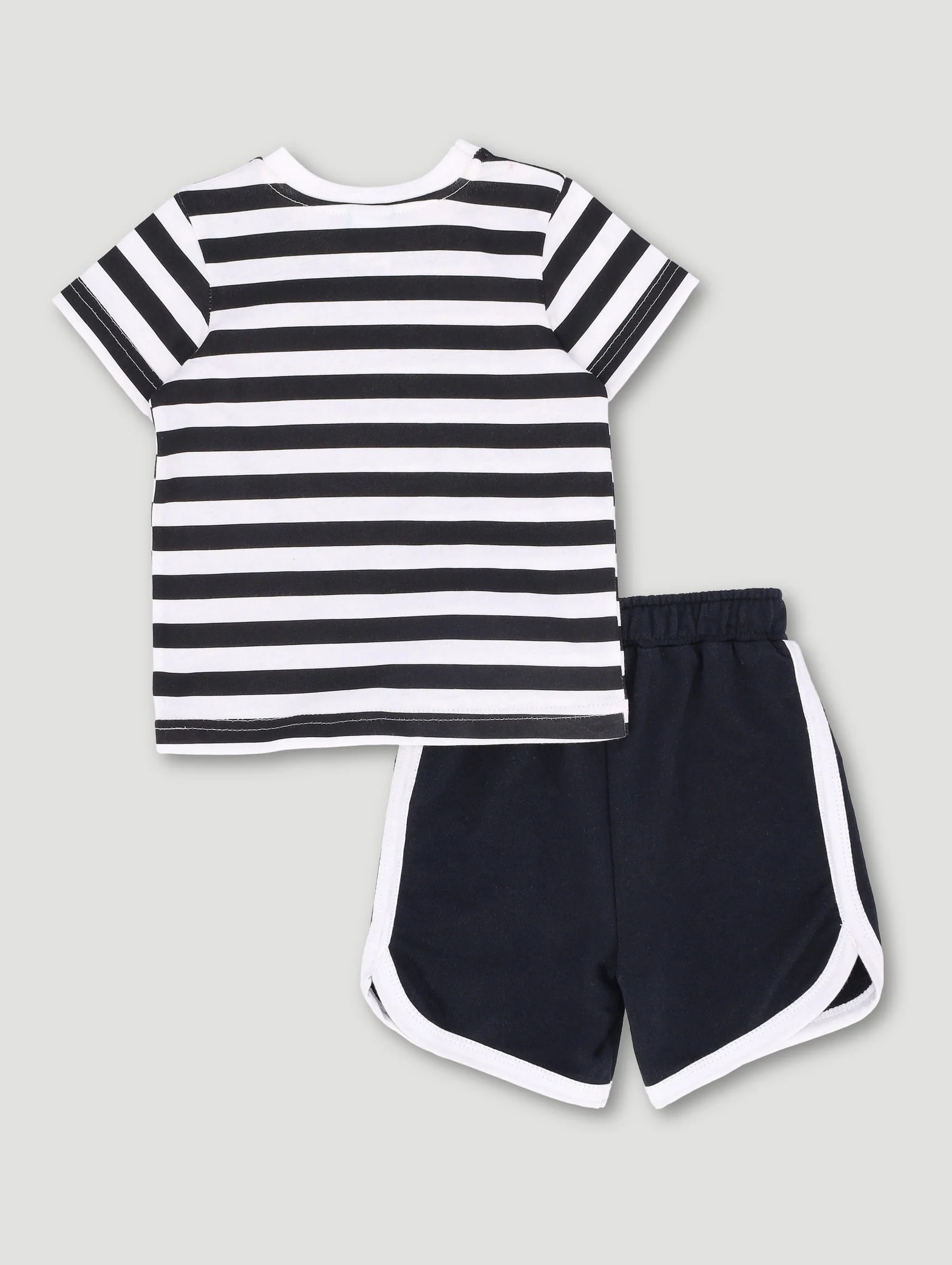 Baby Boys Mickey Mouse Stripes Short Set - Cream/Black - Image 2