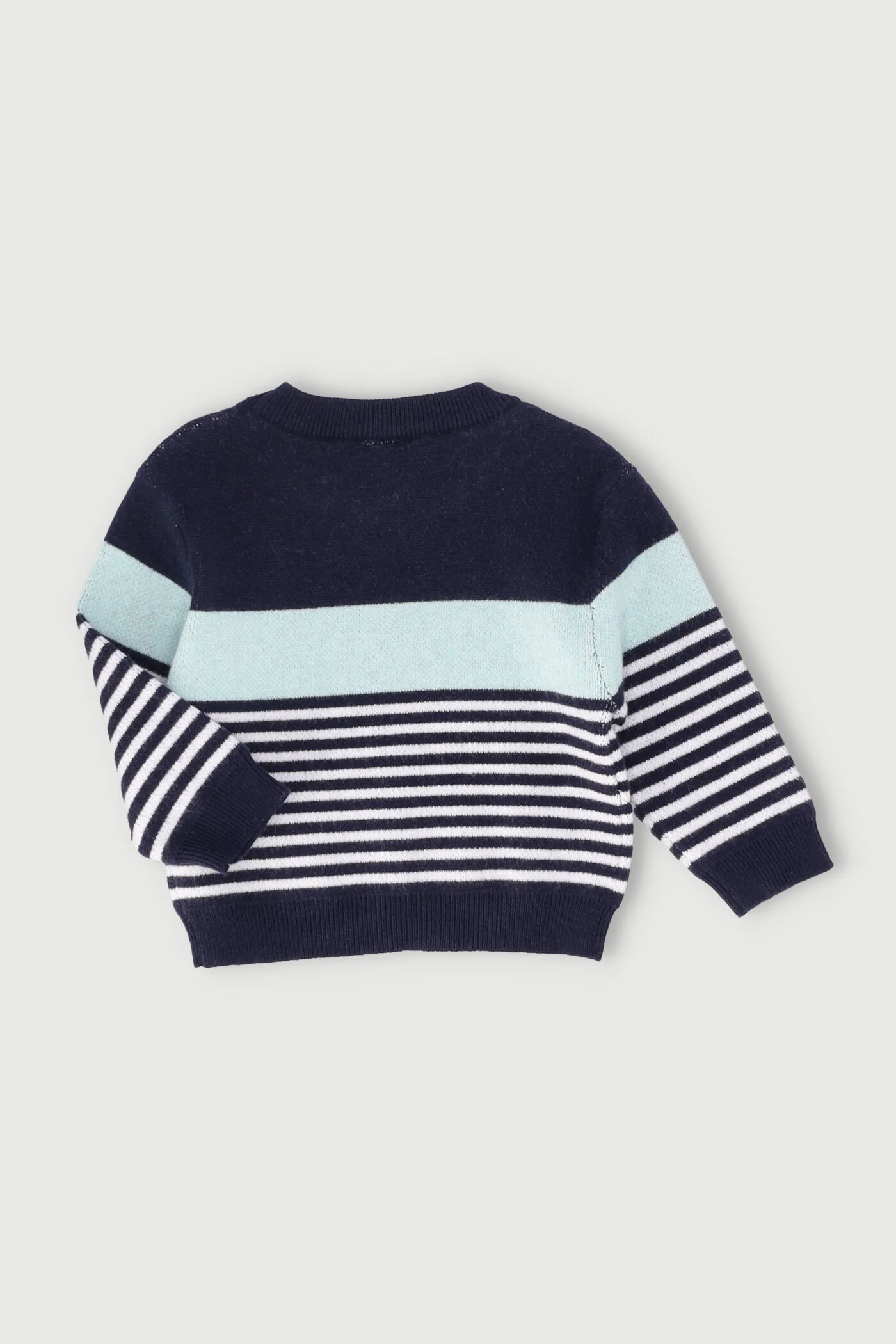 Baby Boys Multi Colour Stripe Pullover - Navy - Image 2