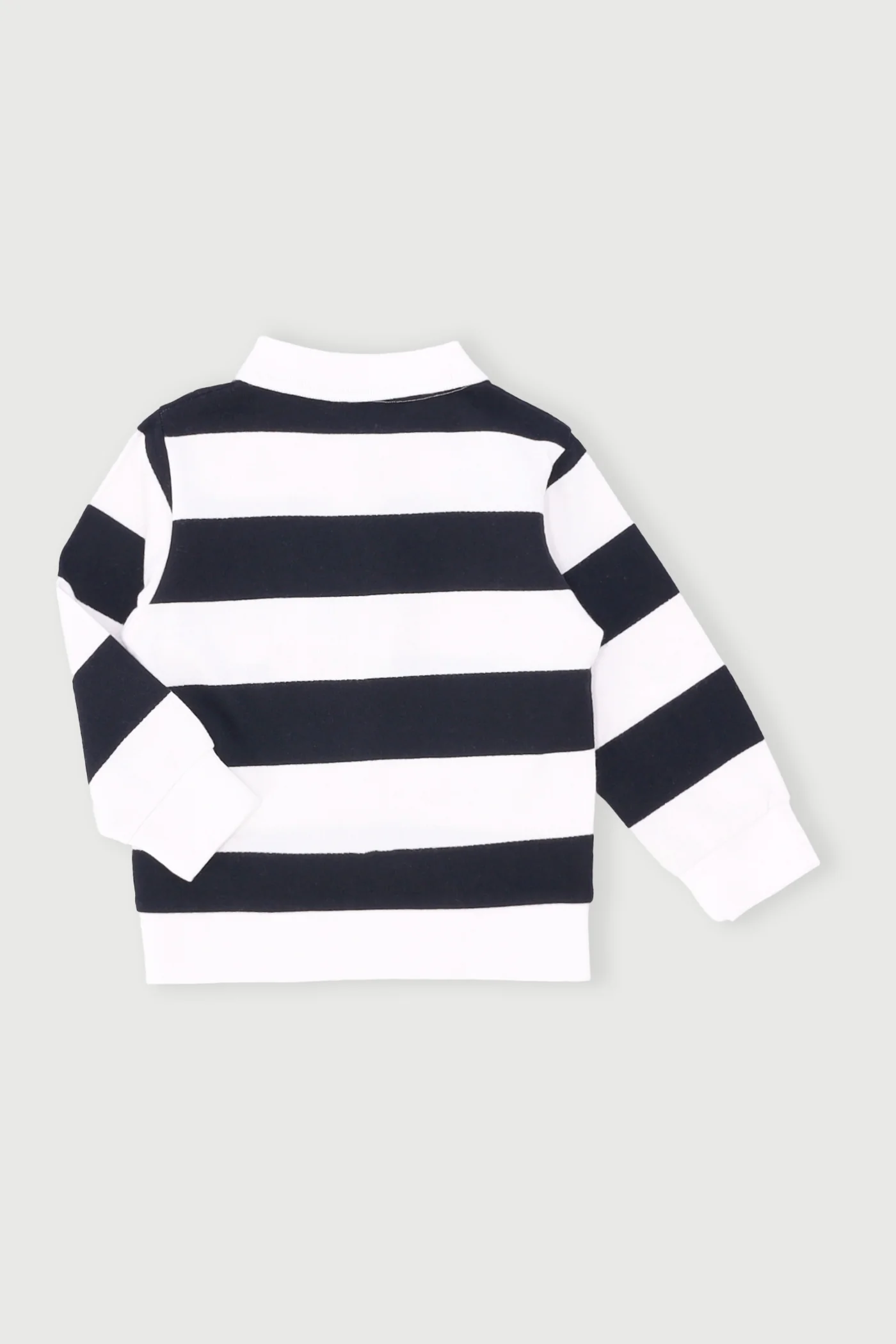 Baby Boys No.8 Stripe Long Sleeve Golfer - Black - Image 2