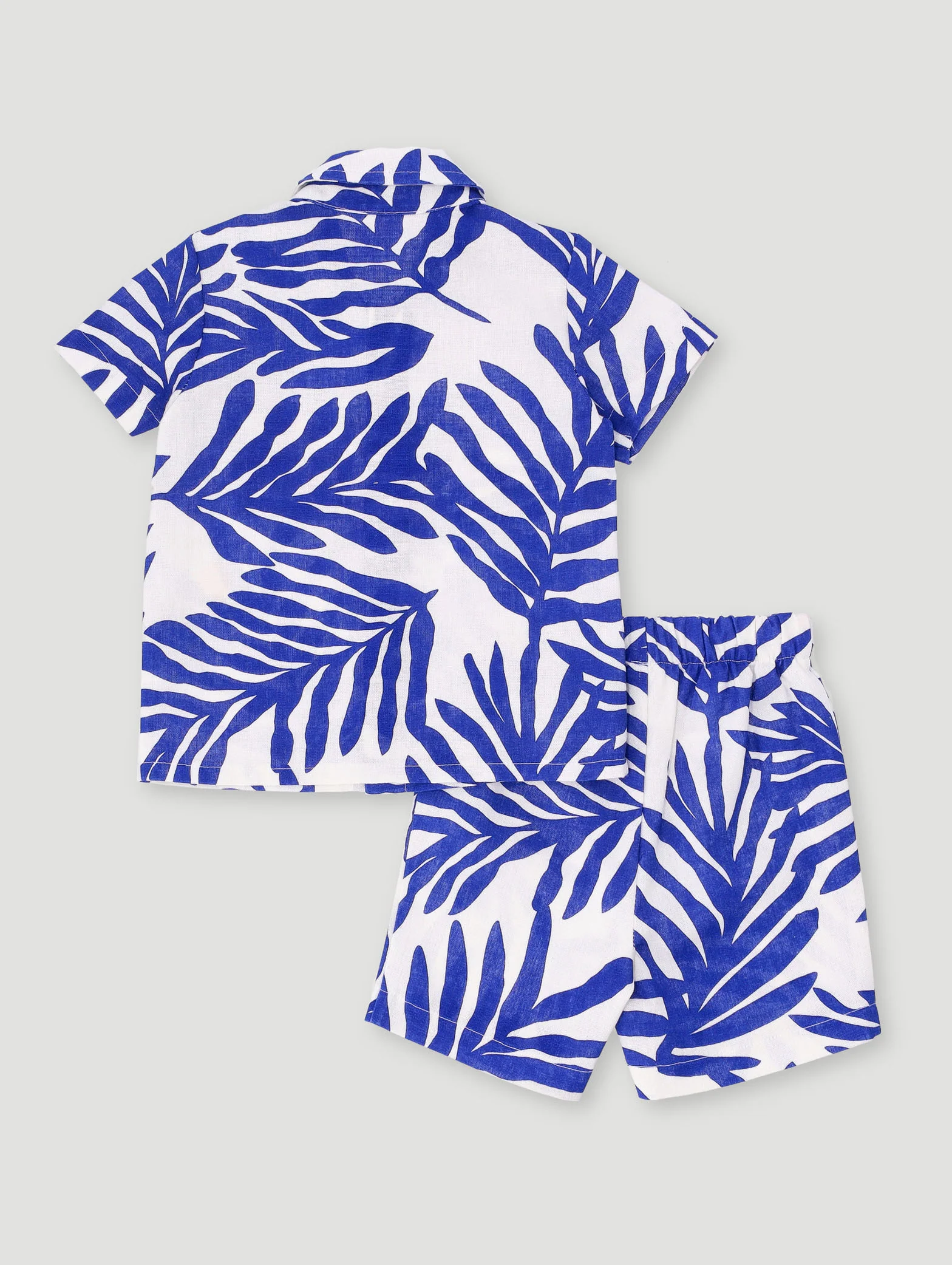 Baby Boys Palm Print Woven Set - French Navy - Image 2
