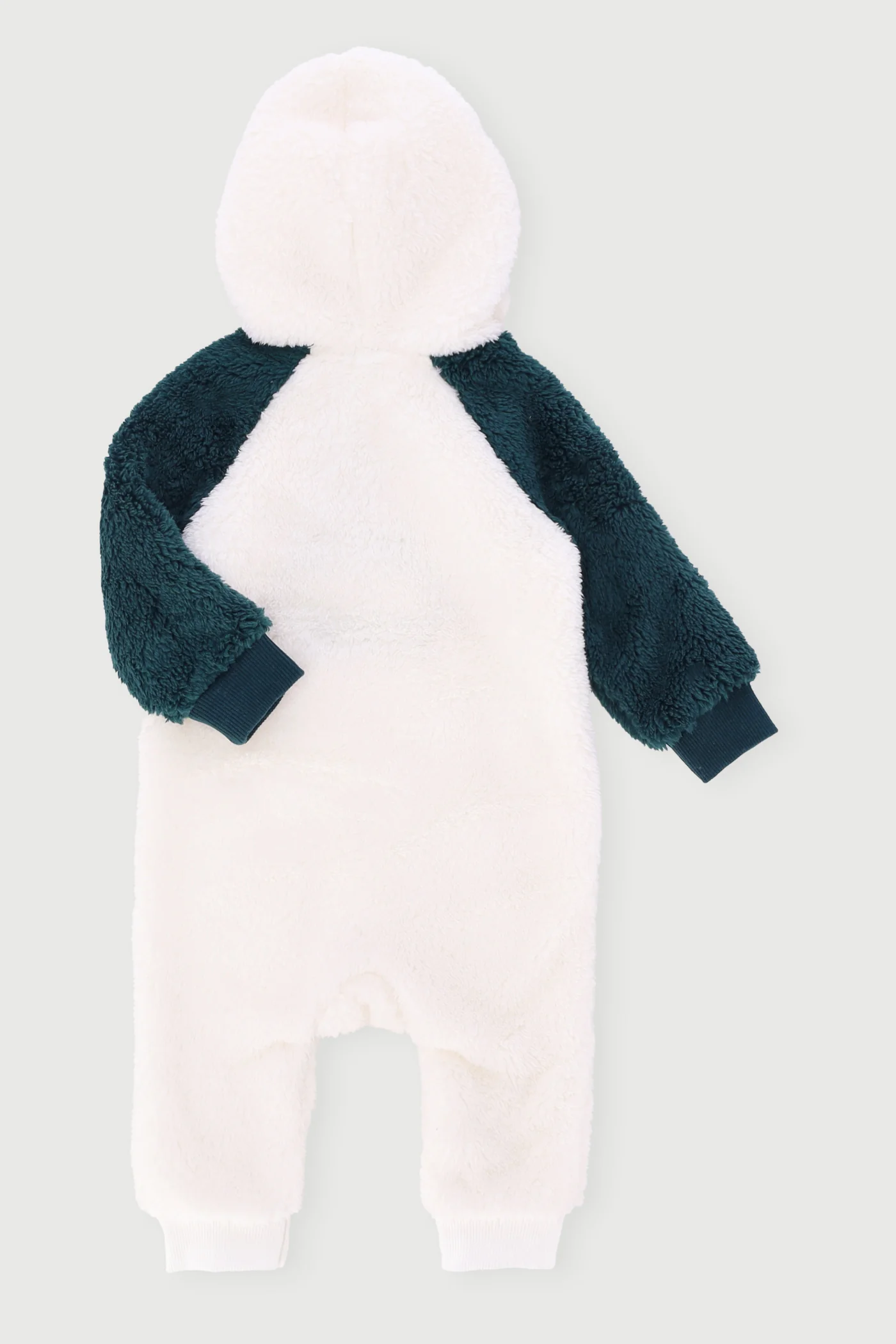Baby Boys Sherpa Hooded Sleepsuit - Teal - Image 2