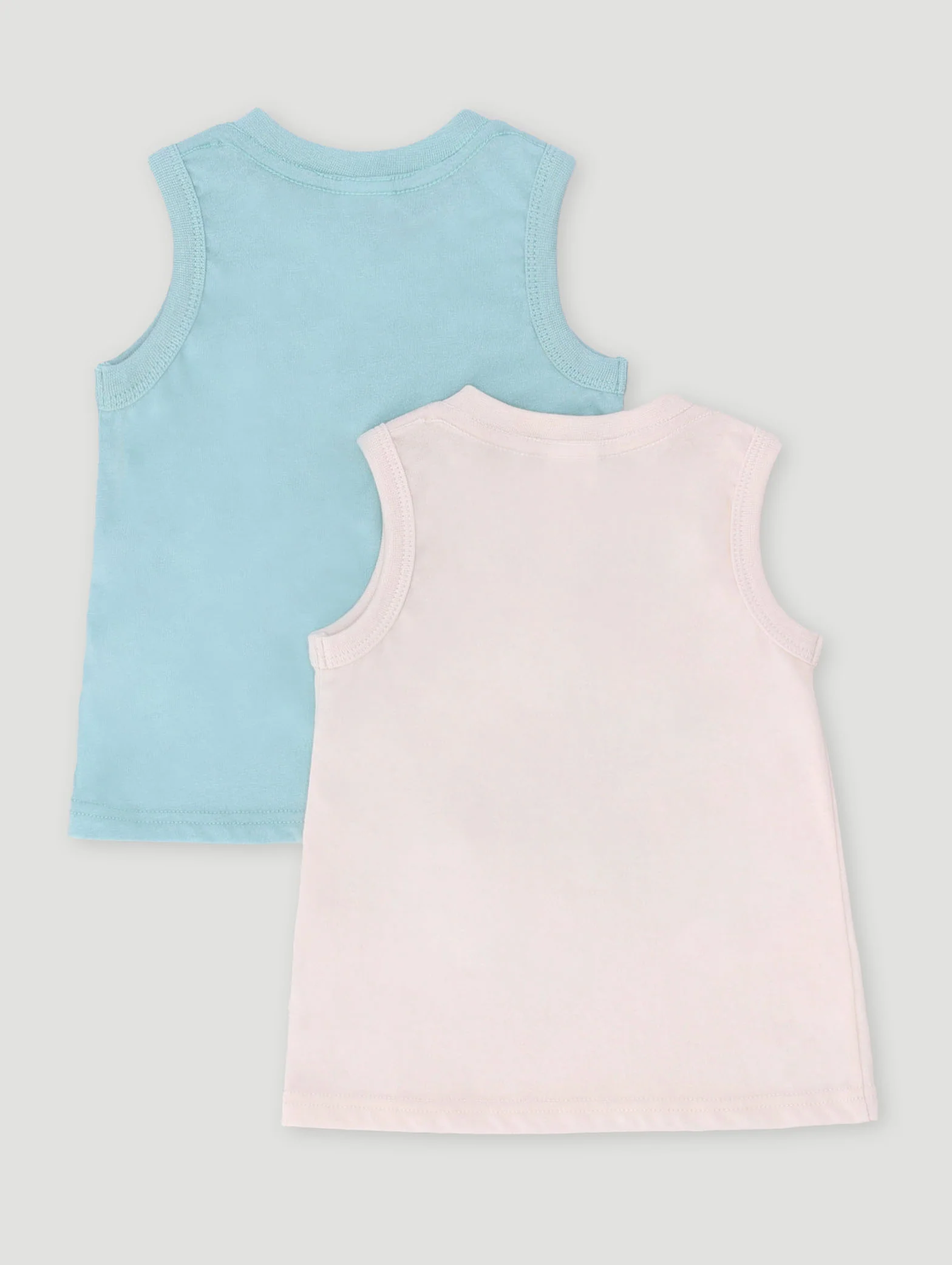 Baby Boys Sleevelesss 2 Pack Sunny Days Knit Tee - Cream/Blue - Image 2