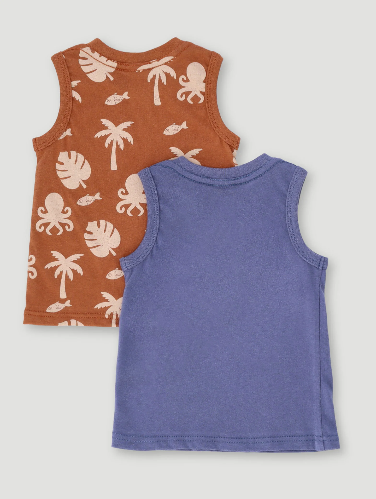 Baby Boys Sleevless 2 Pack Tee - Smokey Blue - Image 2