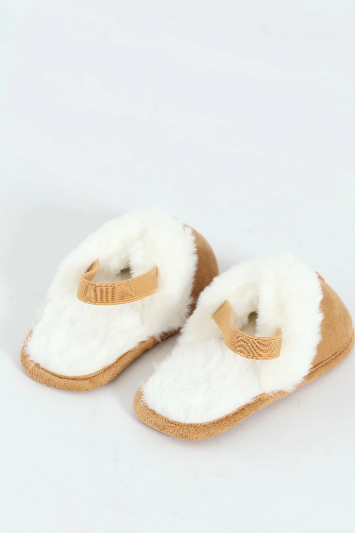 Baby Boys Slipper With Fur And Backstrap - Tan - Image 2