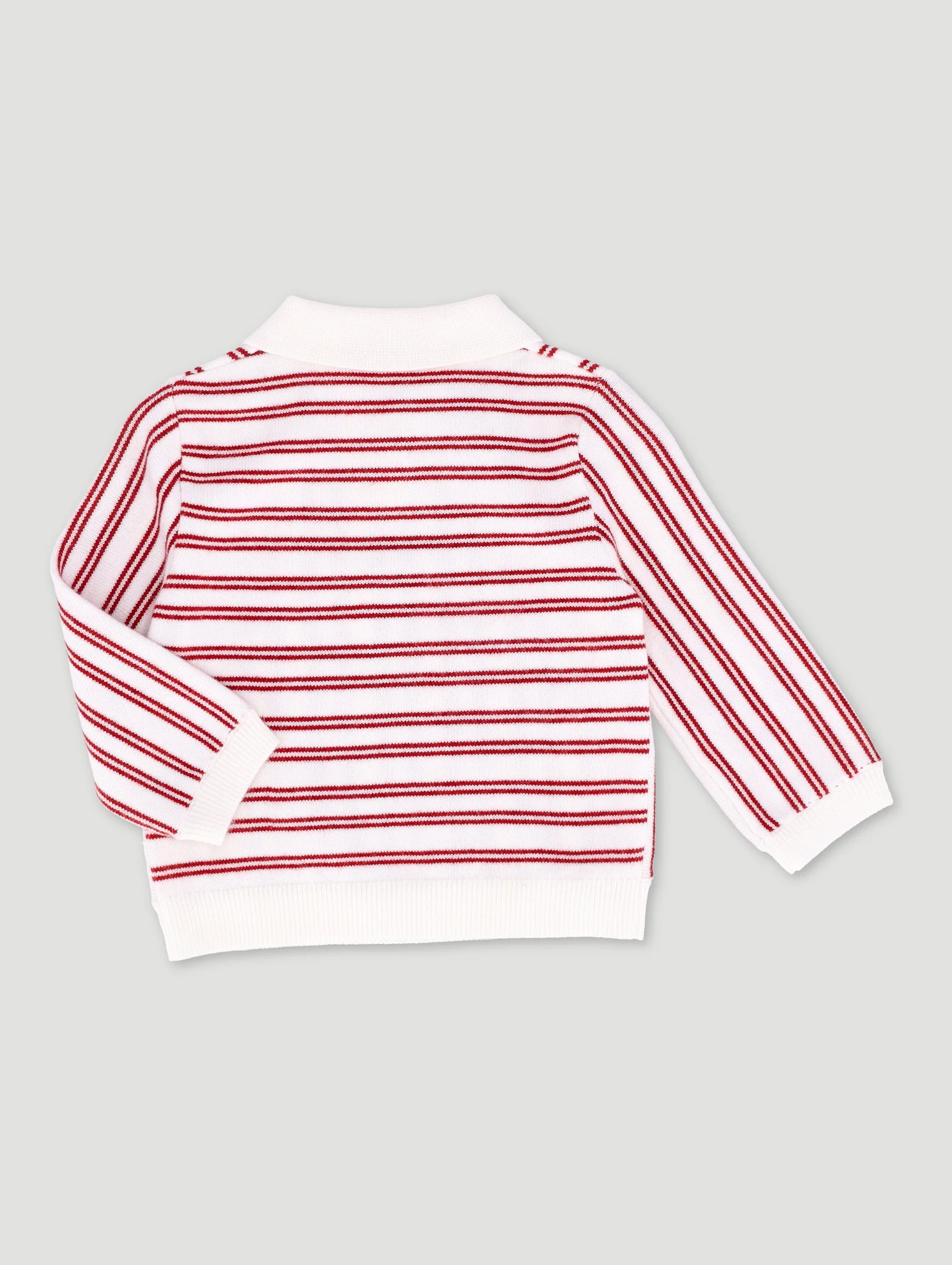Baby Boys Stripe Golfer Knitwear Pullover - Red - Image 2