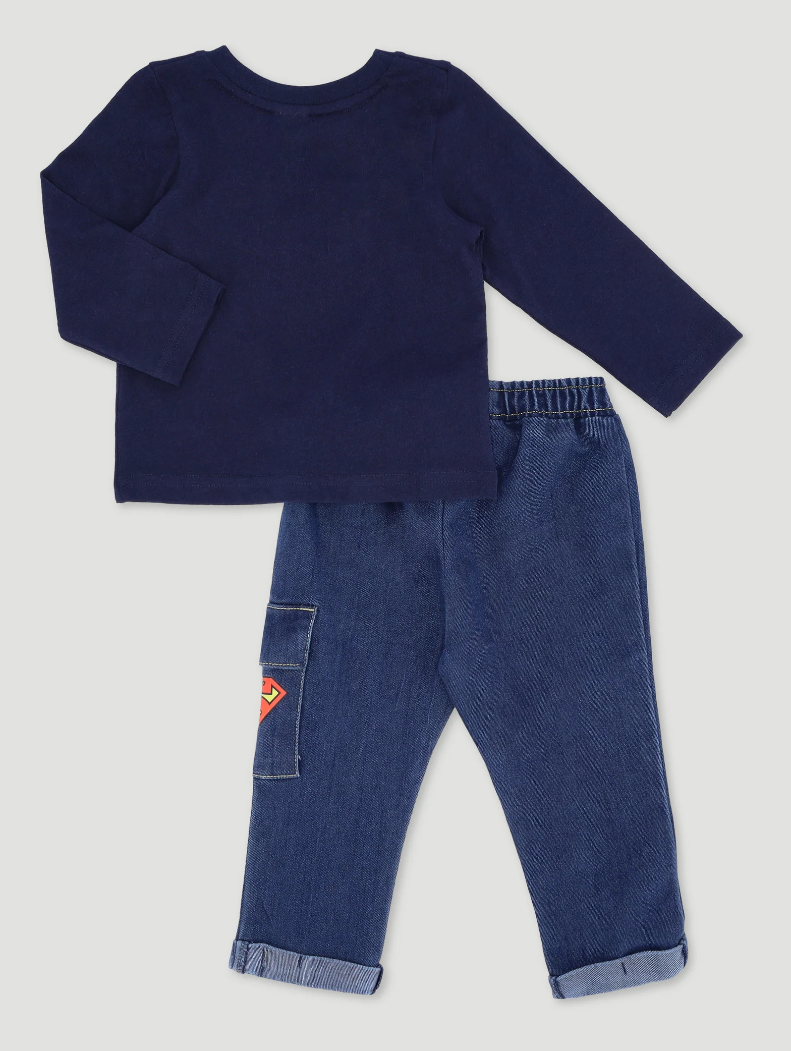 Baby Boys Superman Top & Denim Bottom Set - Navy - Image 2