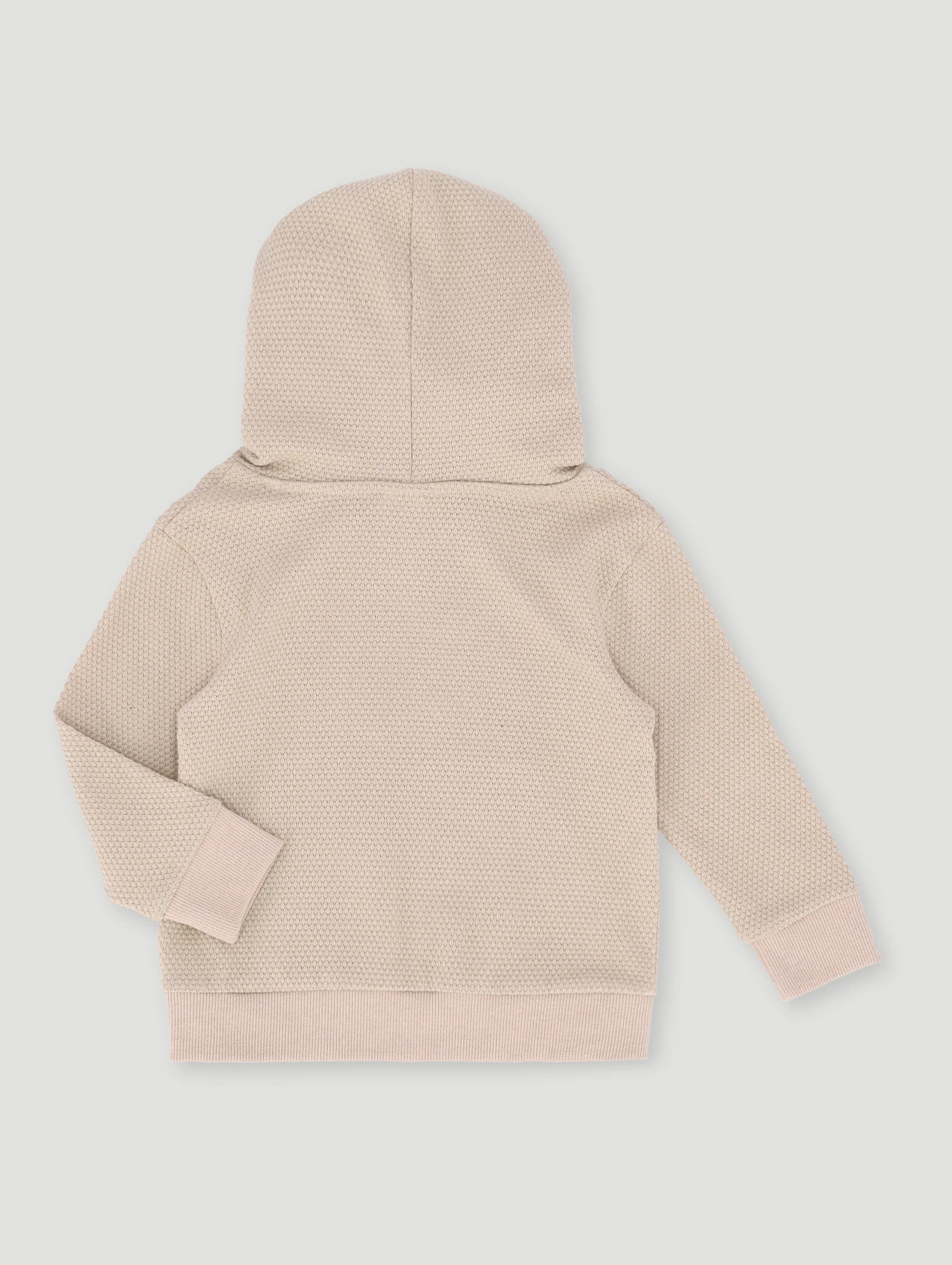 Baby Boys Textured Waffle Knit Hooded Top - Stone - Image 2