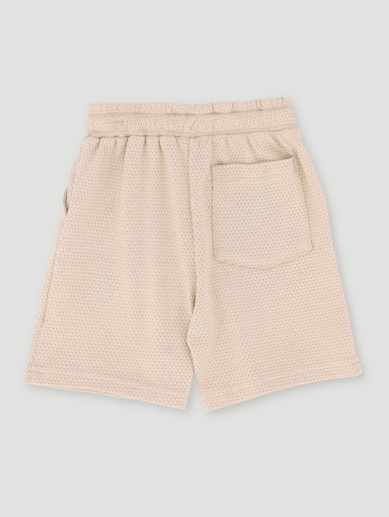 Baby Boys Textured Waffle Knit Short - Stone - Image 2