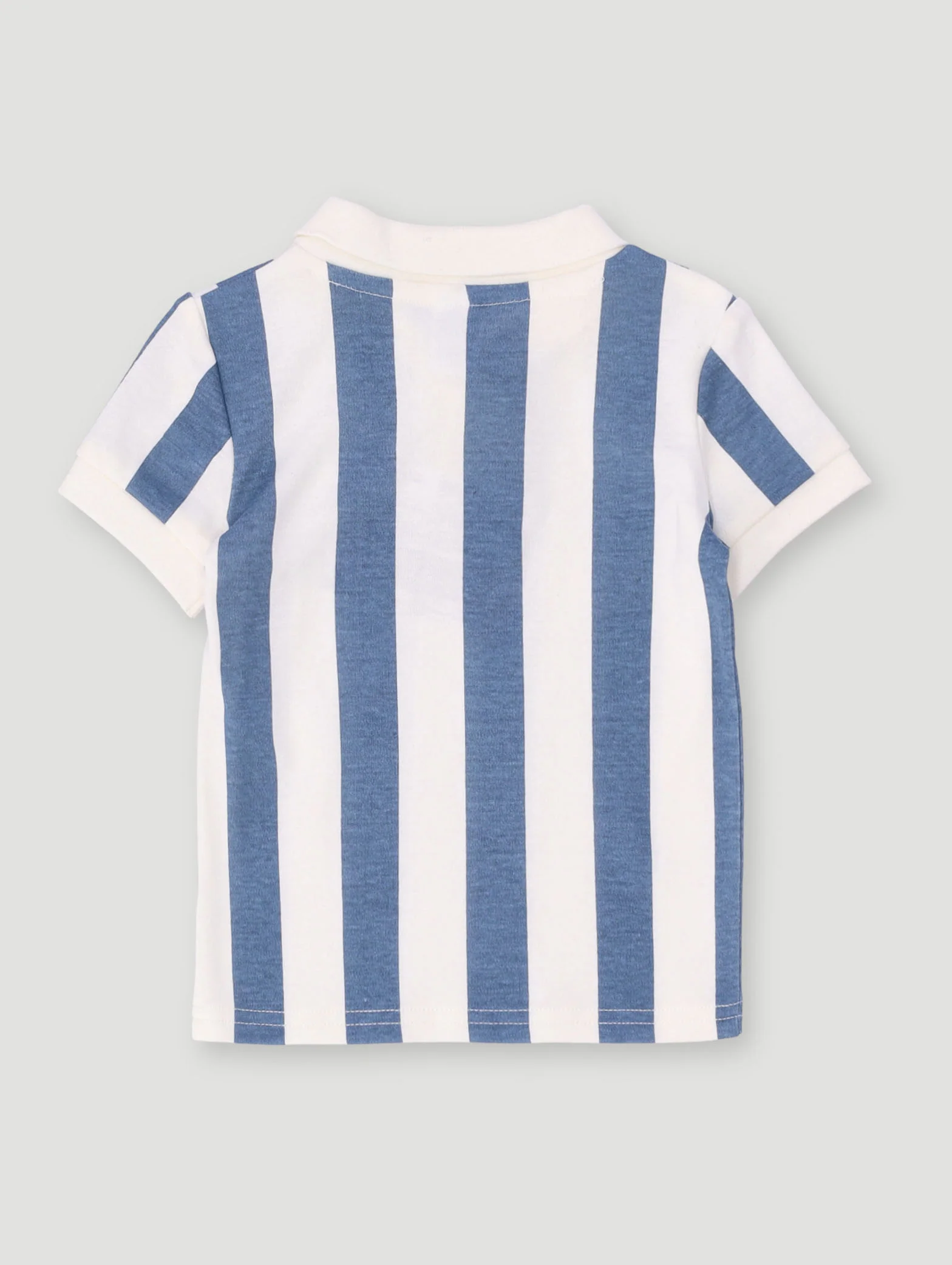 Baby Boys Thick Stripe Golfer Tee - Blue - Image 2