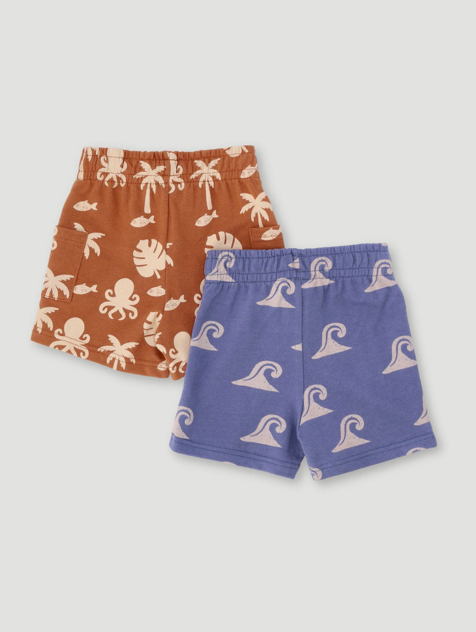 Baby Boys Tropical 2 Pack Kint Shorts - Smokey Blue - Image 2