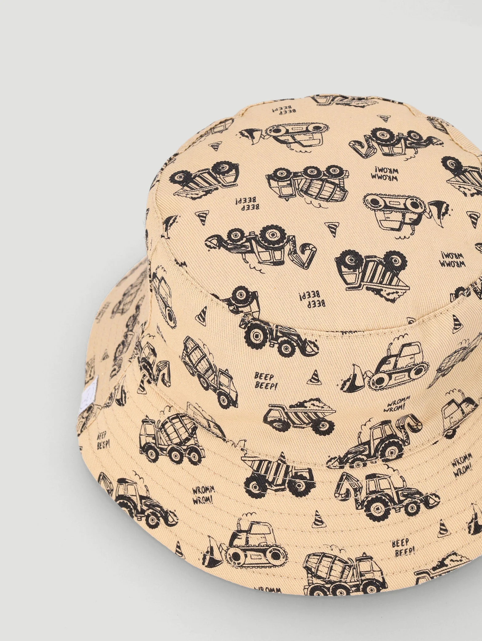 Baby Boys Twill All Over Print Cars Bucket Hat - Stone - Image 3