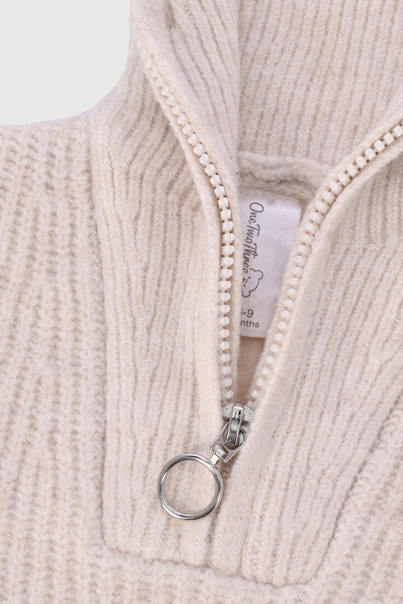 Baby Boys Zip Through Knitwear - Cream - Image 3