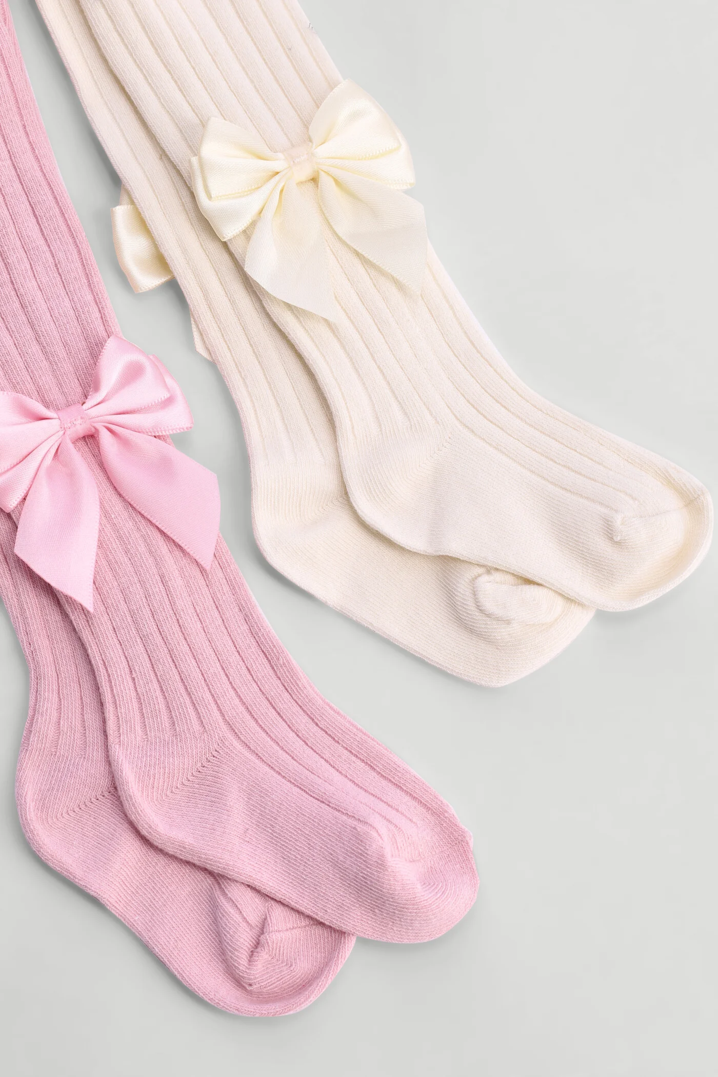 Baby Girls 2 Pack Bows Stocking - Pink - Image 2