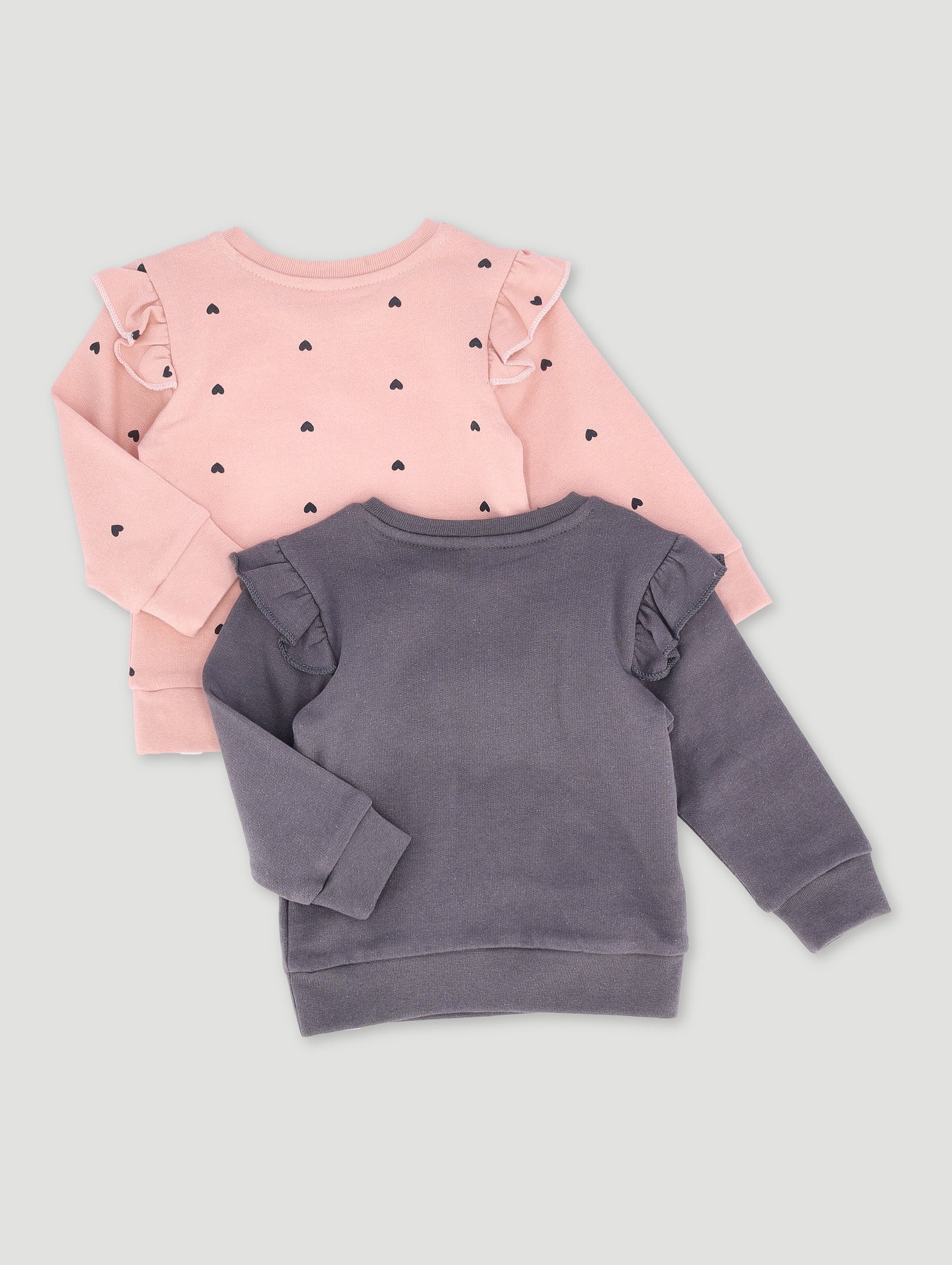 Baby Girls 2 Pack Brushed Fleece Tops - Marble Charcoal - Image 2