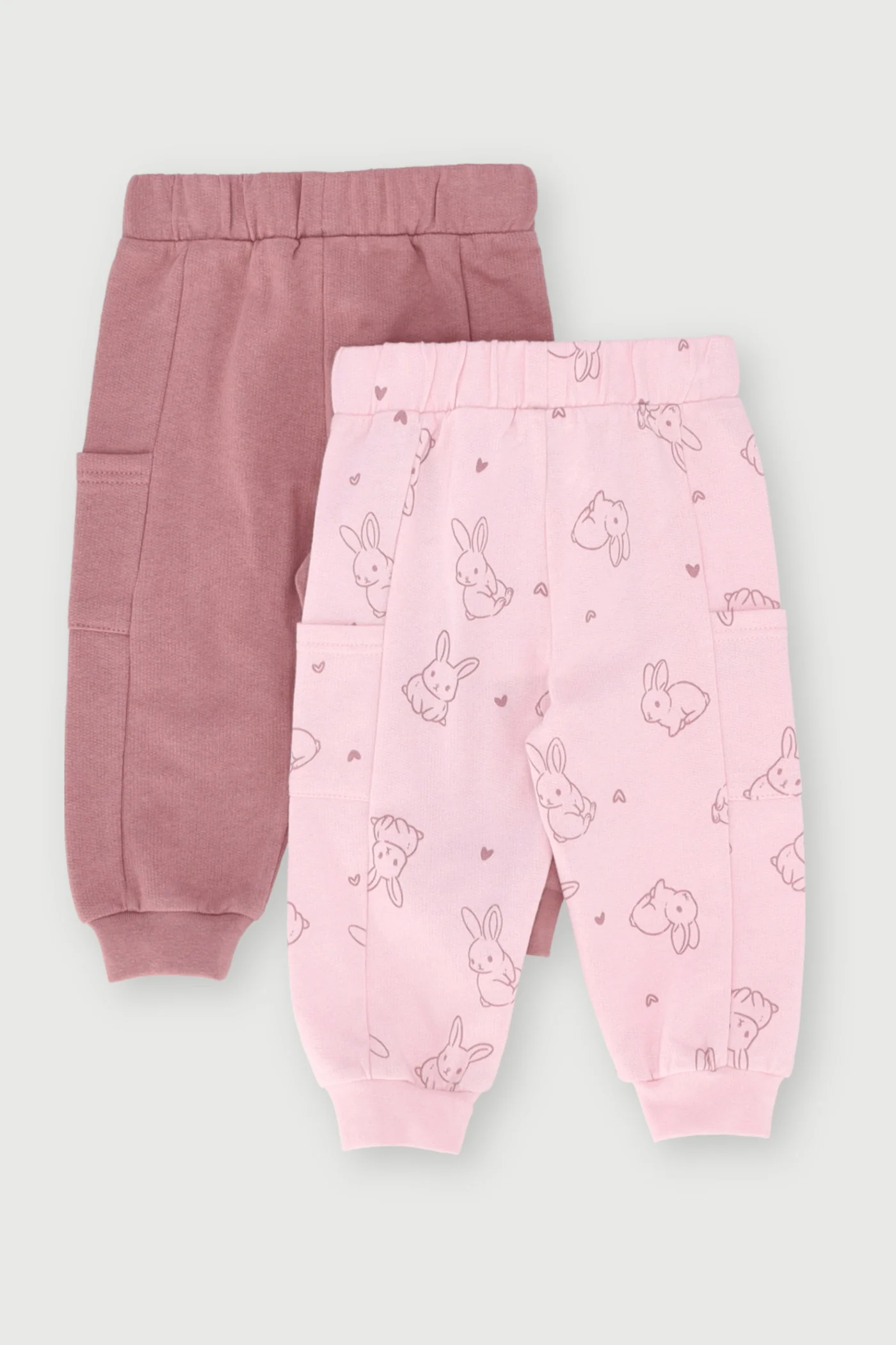 Baby Girls 2 Pack Bunny Jogger - Pink - Image 2