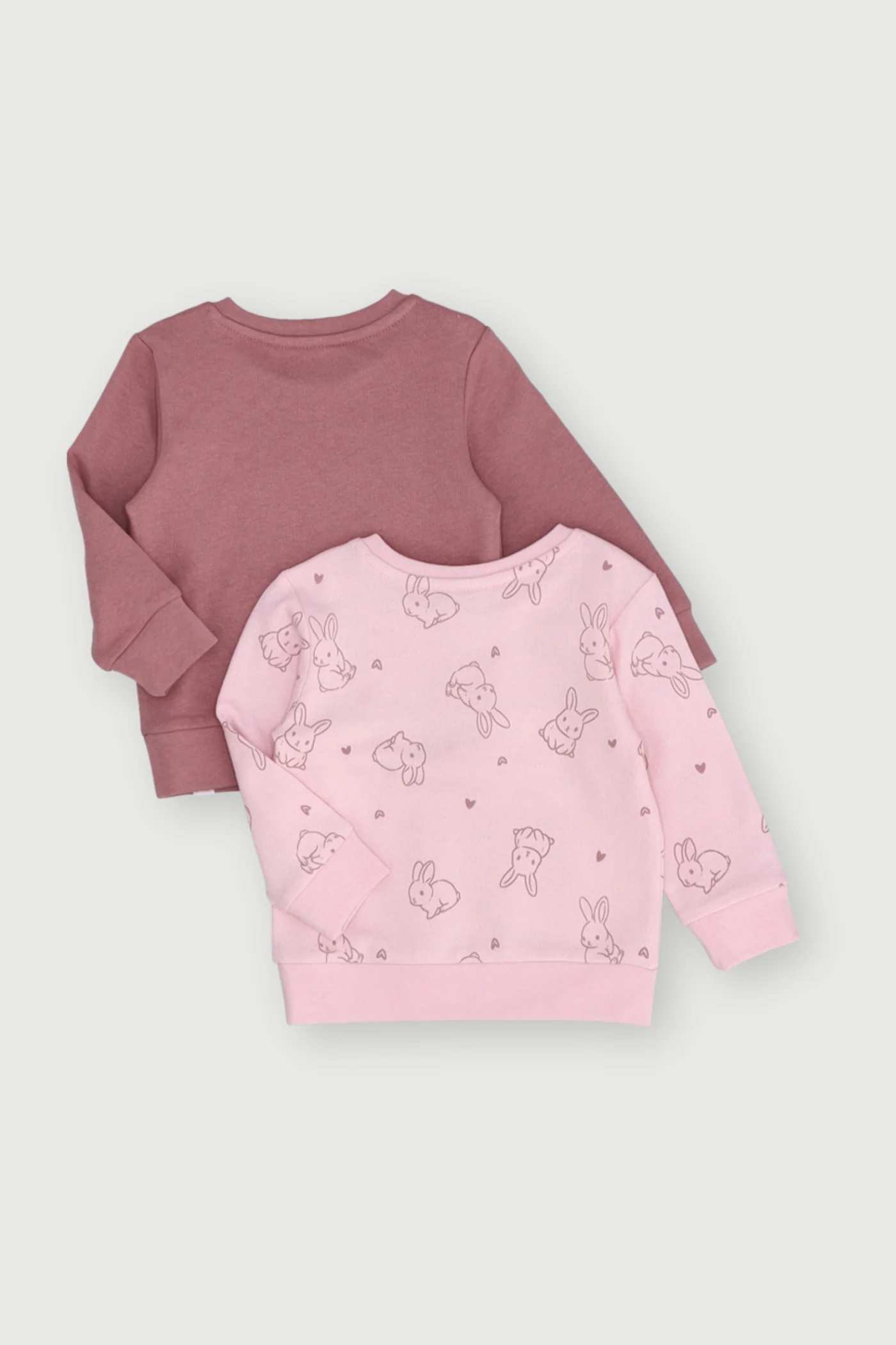 Baby Girls 2 Pack Bunny Sweat Top - Pink - Image 2