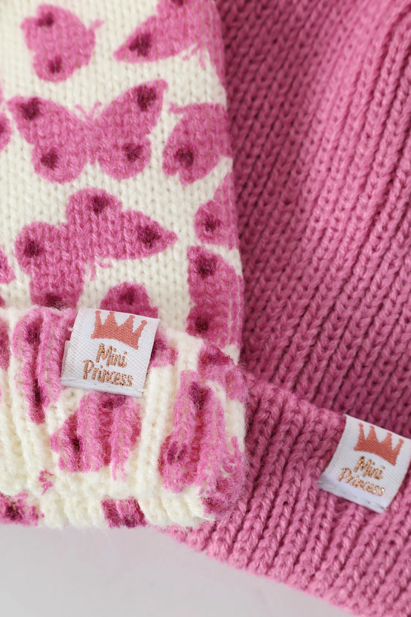 Baby Girls 2 Pack Butterfly Beanies - Candy Pink - Image 2