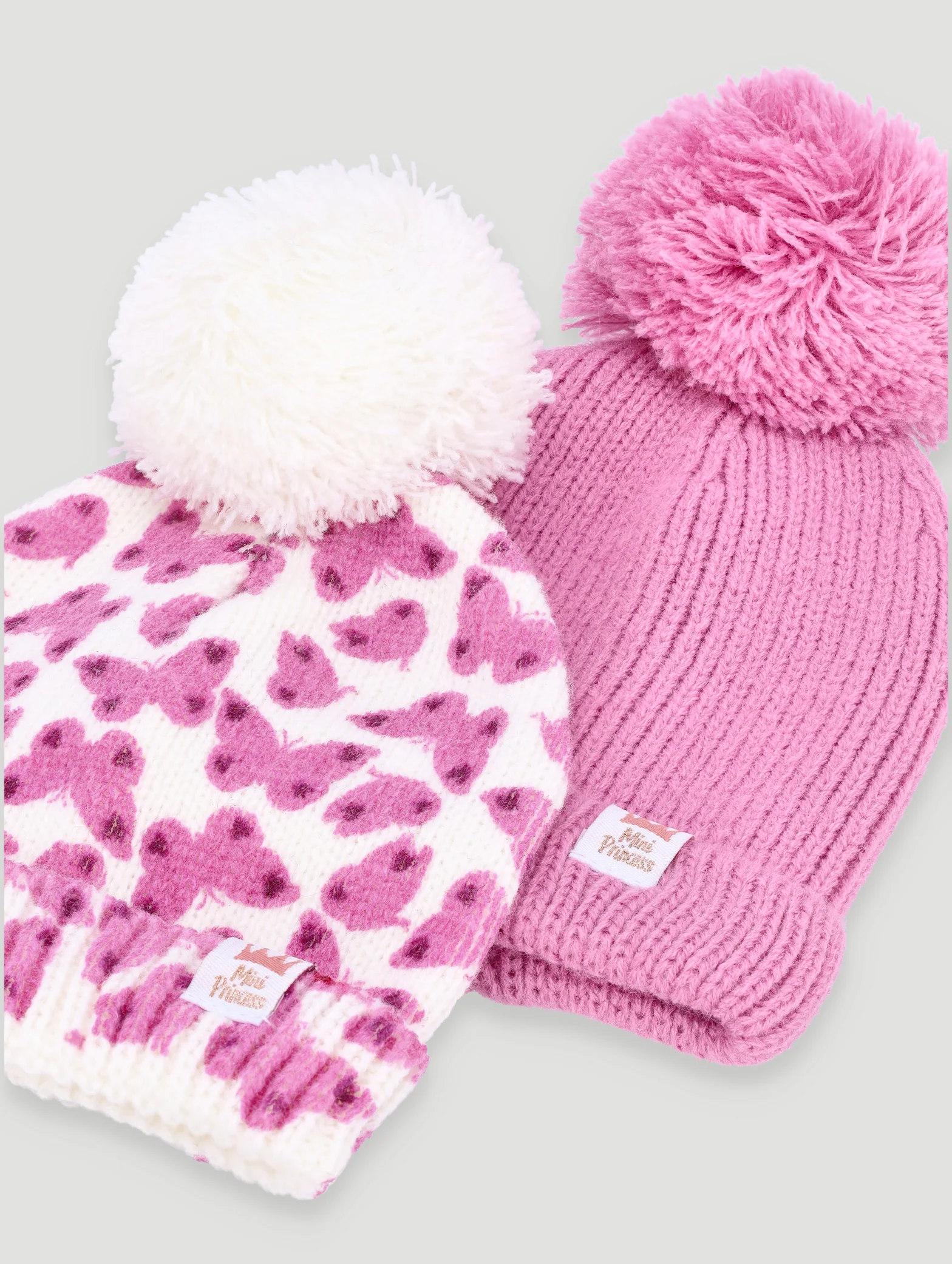 Baby Girls 2 Pack Butterfly Beanies - Candy Pink - Image 3