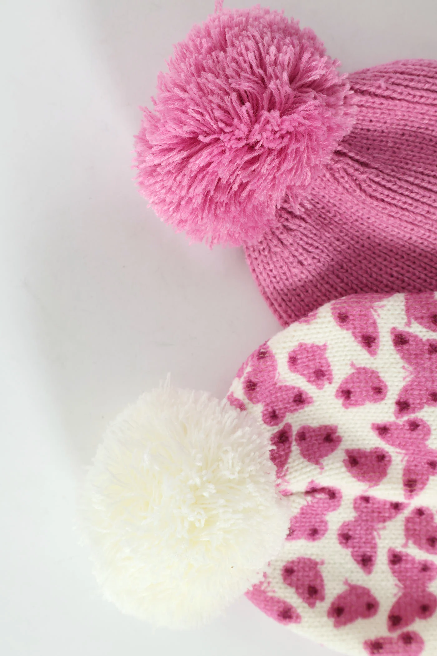 Baby Girls 2 Pack Butterfly Beanies - Candy Pink - Image 4