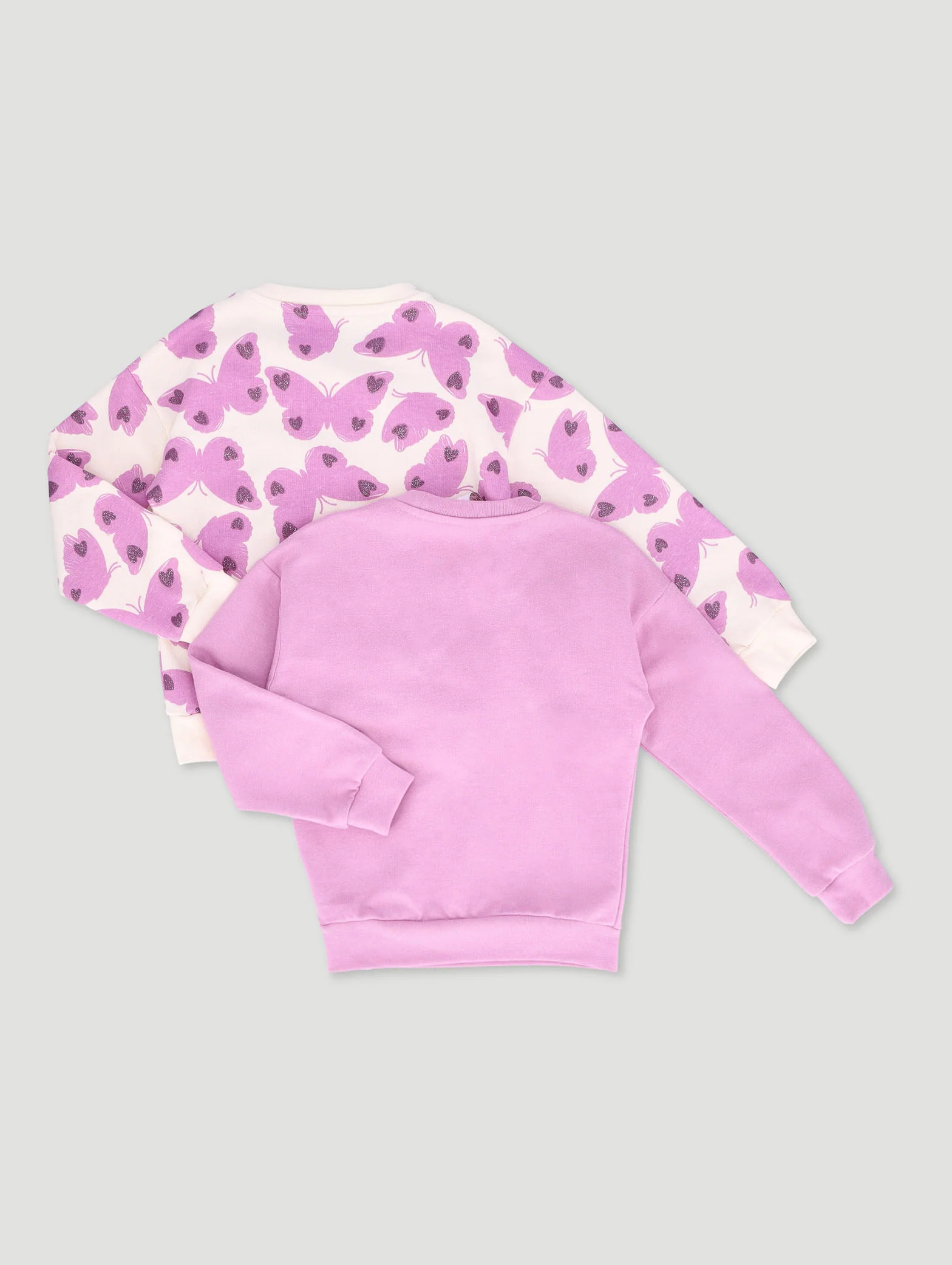 Baby Girls 2 Pack Butterfly Fleece Top - Light Pink - Image 2