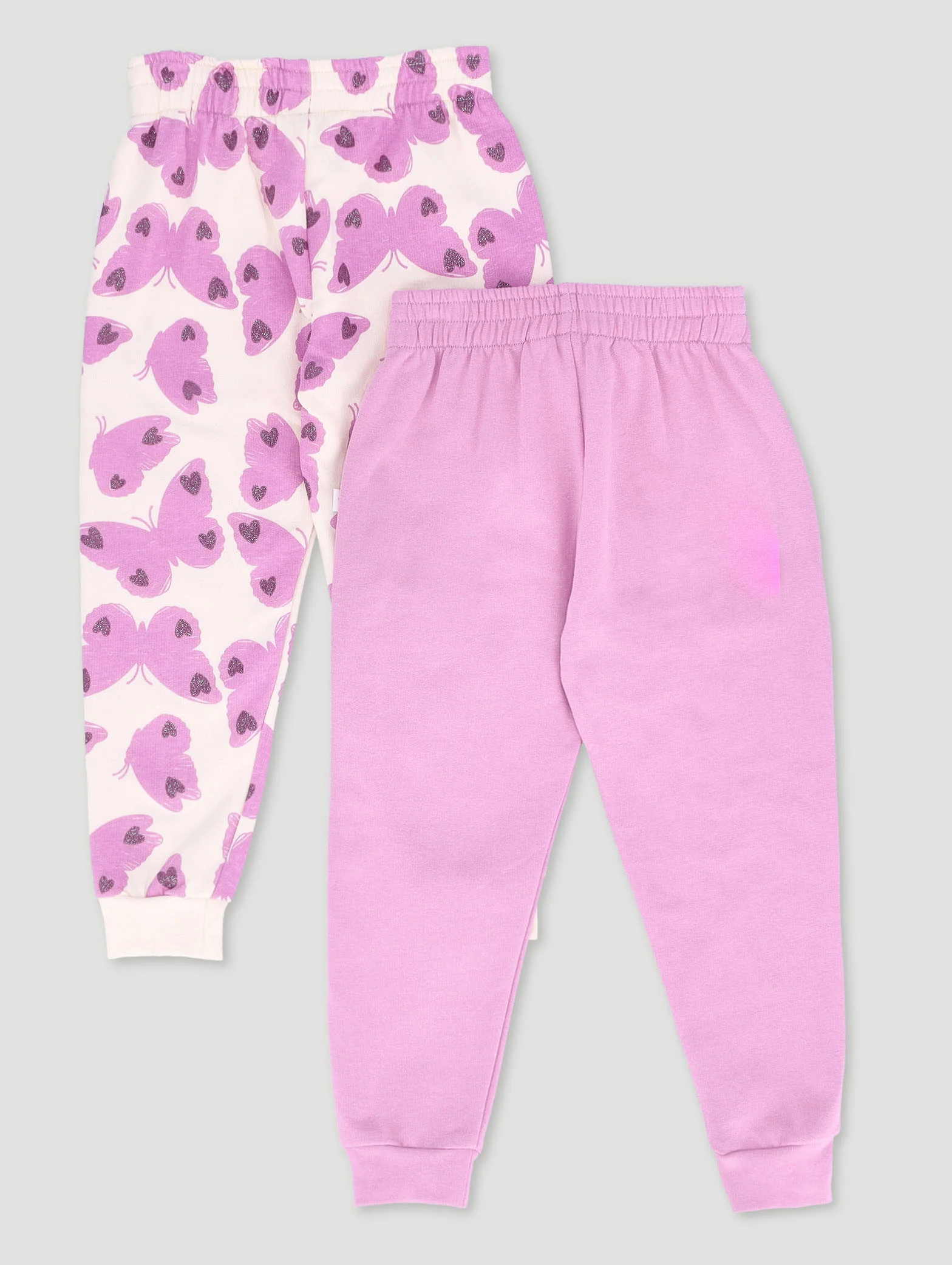 Baby Girls 2 Pack Butterfly Jogger - Light Pink - Image 2