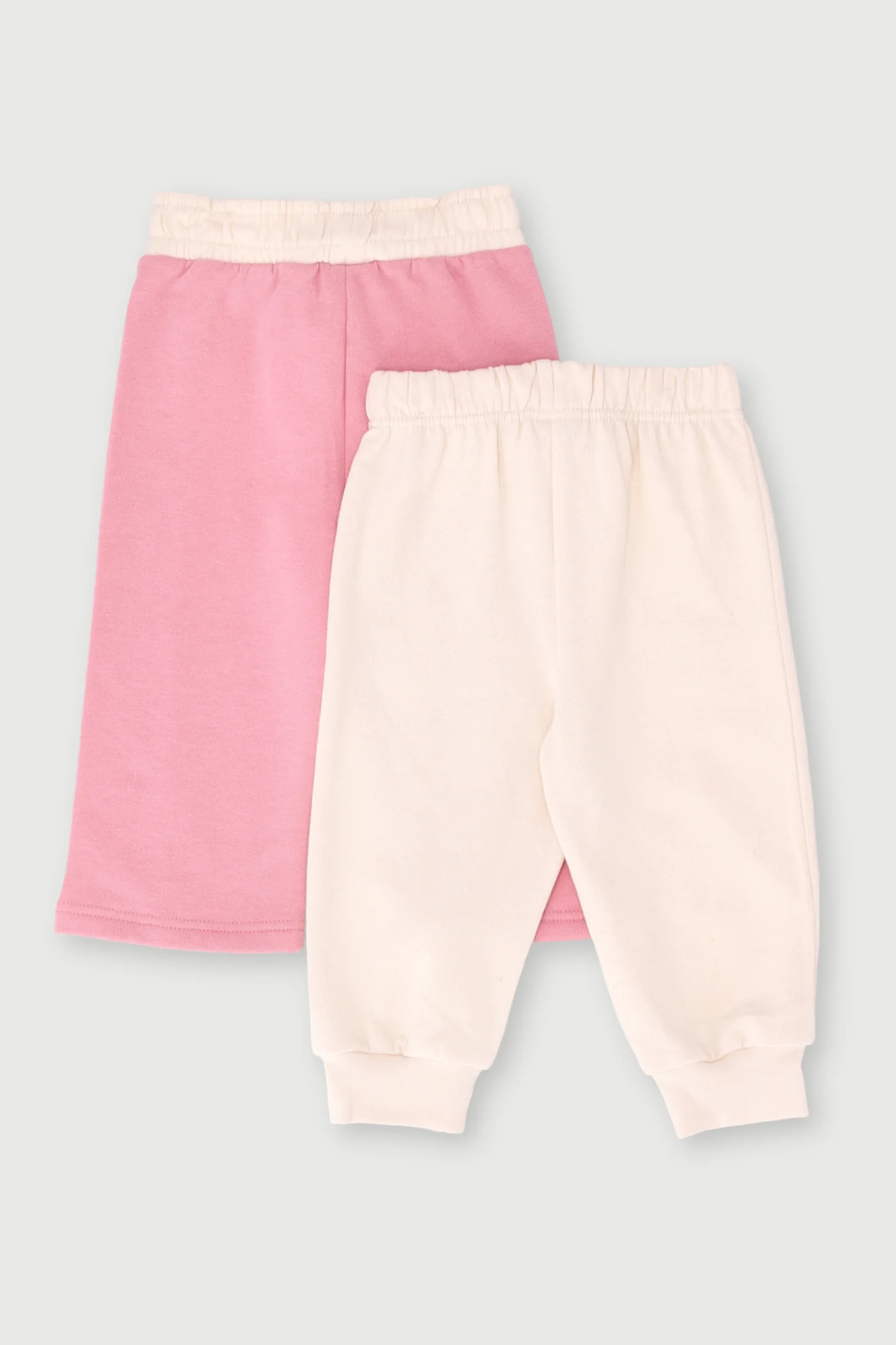 Baby Girls 2 Pack Colourblock Jogger - Cream - Image 2
