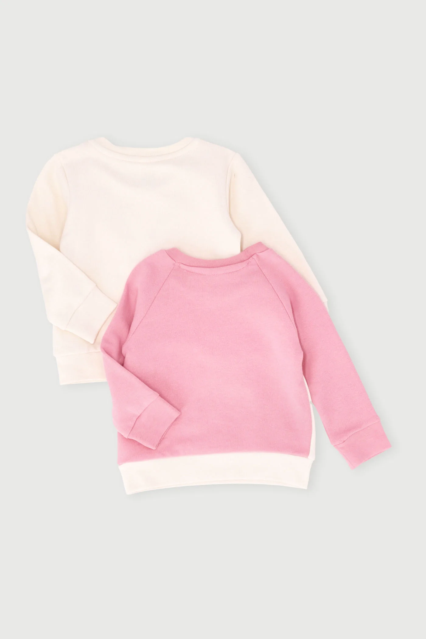 Baby Girls 2 Pack Colourblock Sweat Top - Cream - Image 2