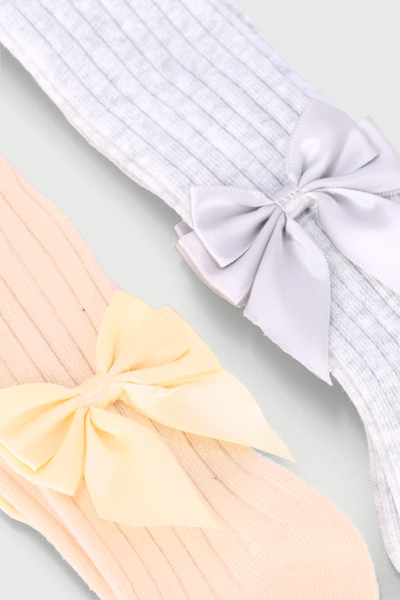 Baby Girls 2 Pack Cotton Bow Stocking - Stone - Image 2