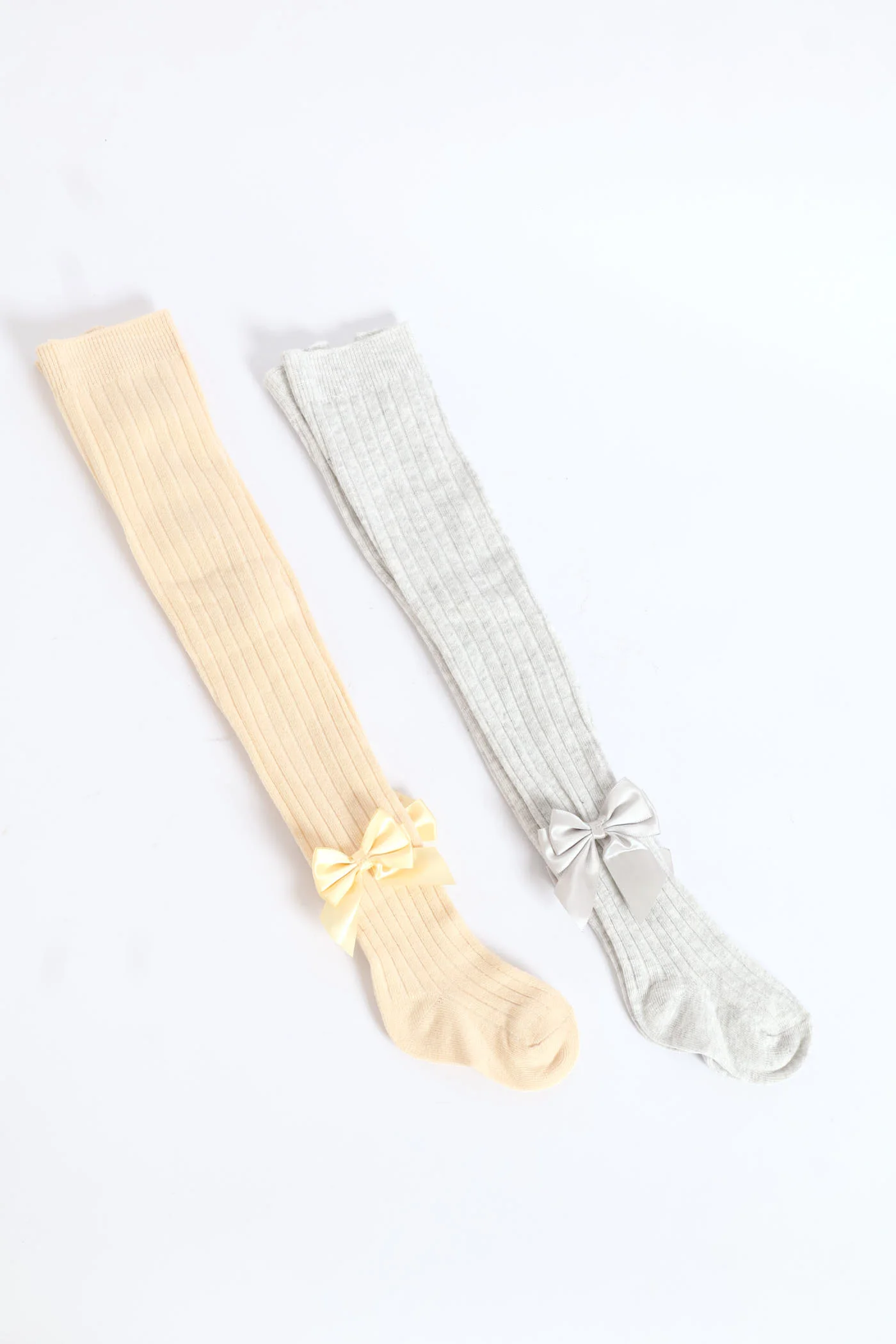 Baby Girls 2 Pack Cotton Bow Stocking - Stone - Image 3
