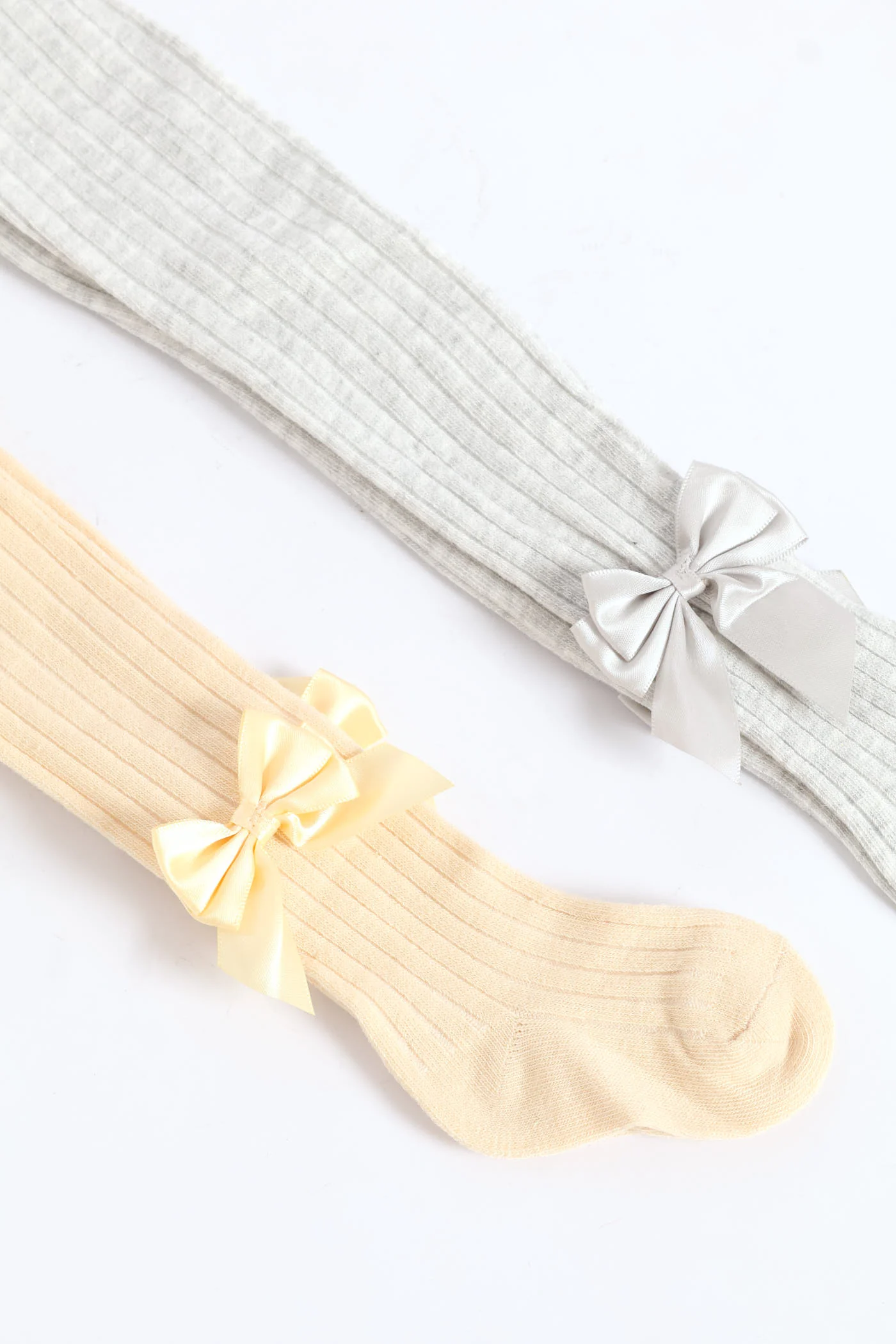Baby Girls 2 Pack Cotton Bow Stocking - Stone - Image 6