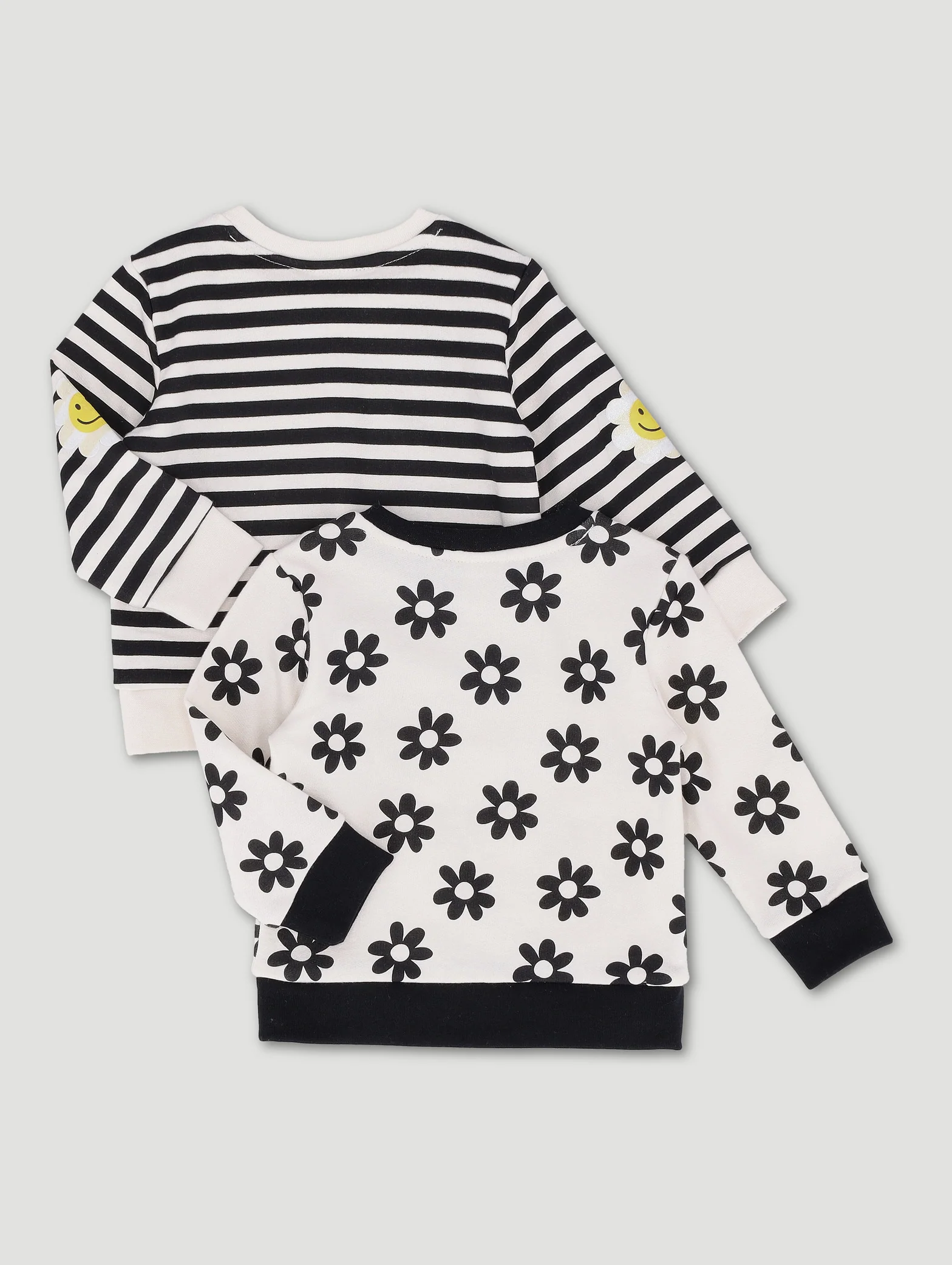 Baby Girls 2 Pack Daisy & Stripe Brushed Fleece Top - Multi - Image 2
