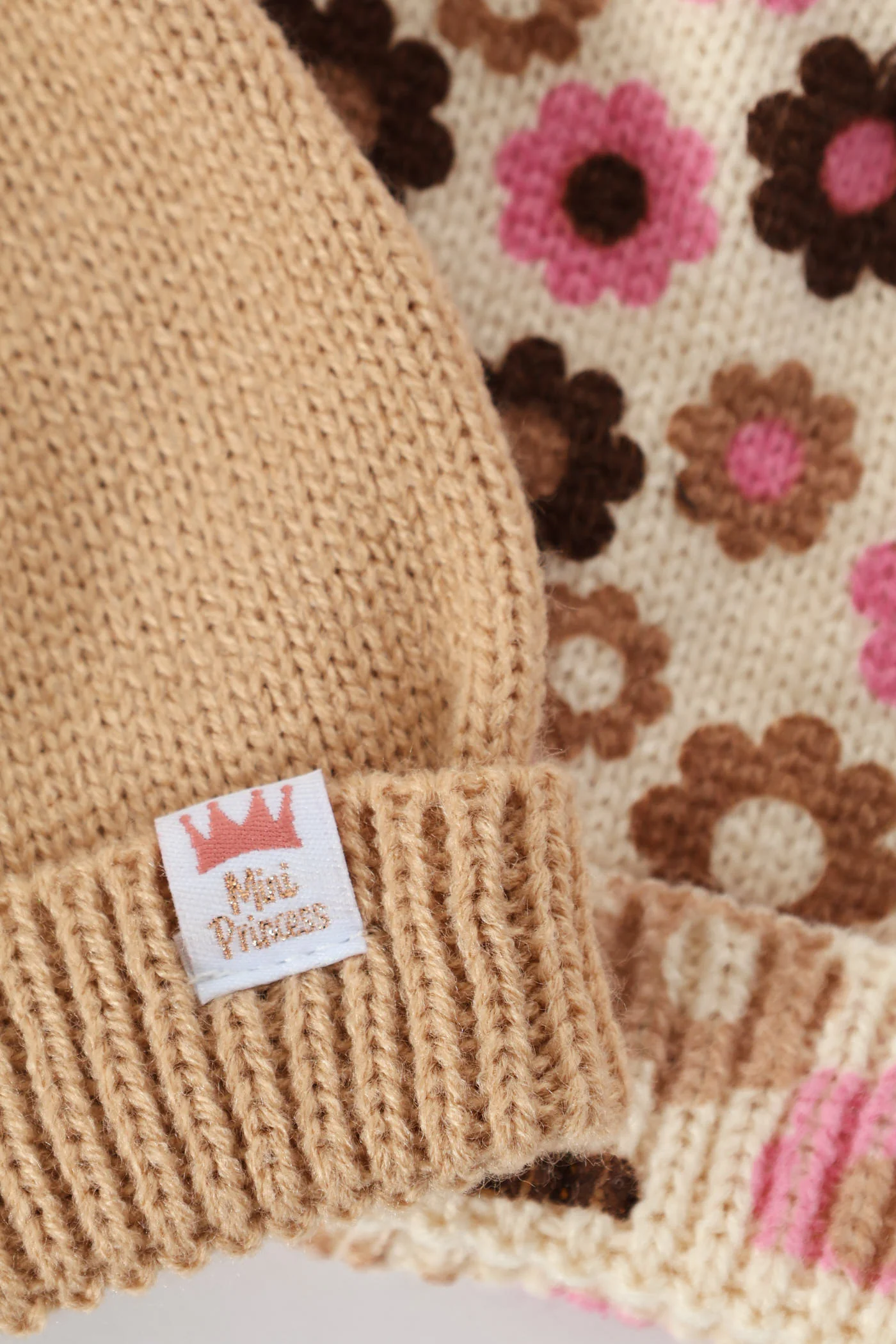 Baby Girls 2 Pack Daisy Beanie - Light Brown - Image 2