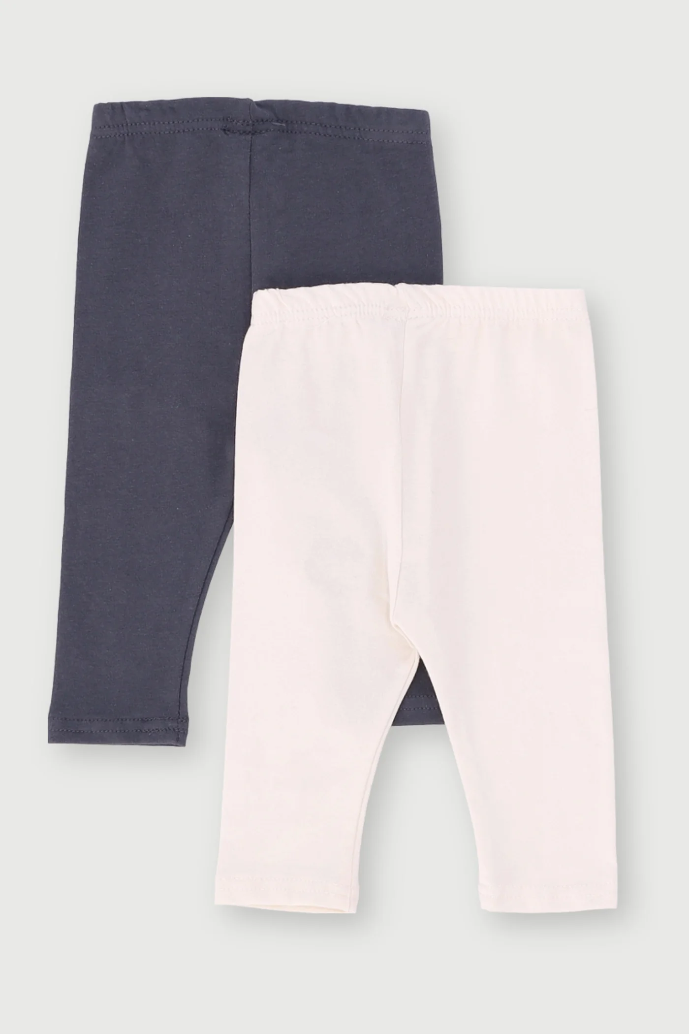 Baby Girls 2 Pack Daisy Fleece Legging - Cream/Charcoal - Image 3