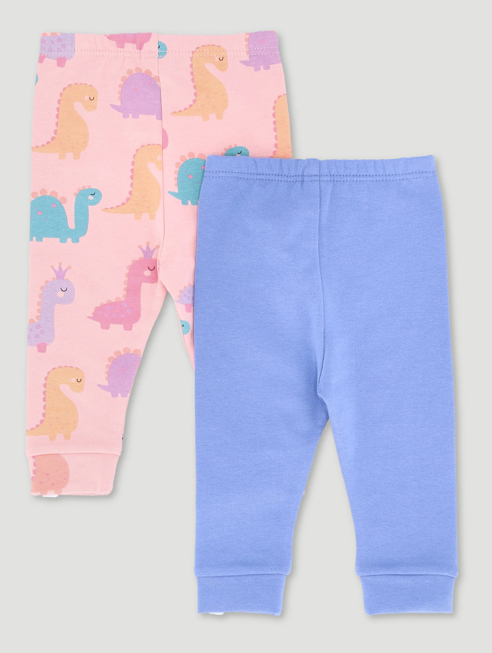 Baby Girls 2 Pack Dino Fleece Leggings - Image 2