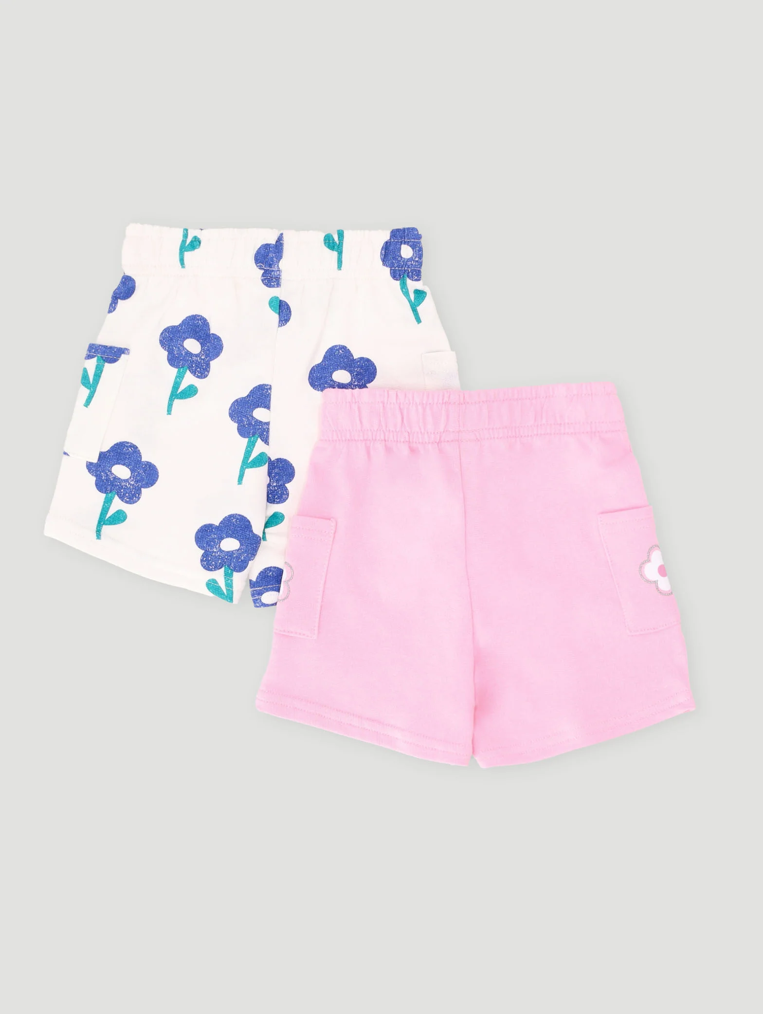 Baby Girls 2 Pack Flowers Short - Multi - Image 2