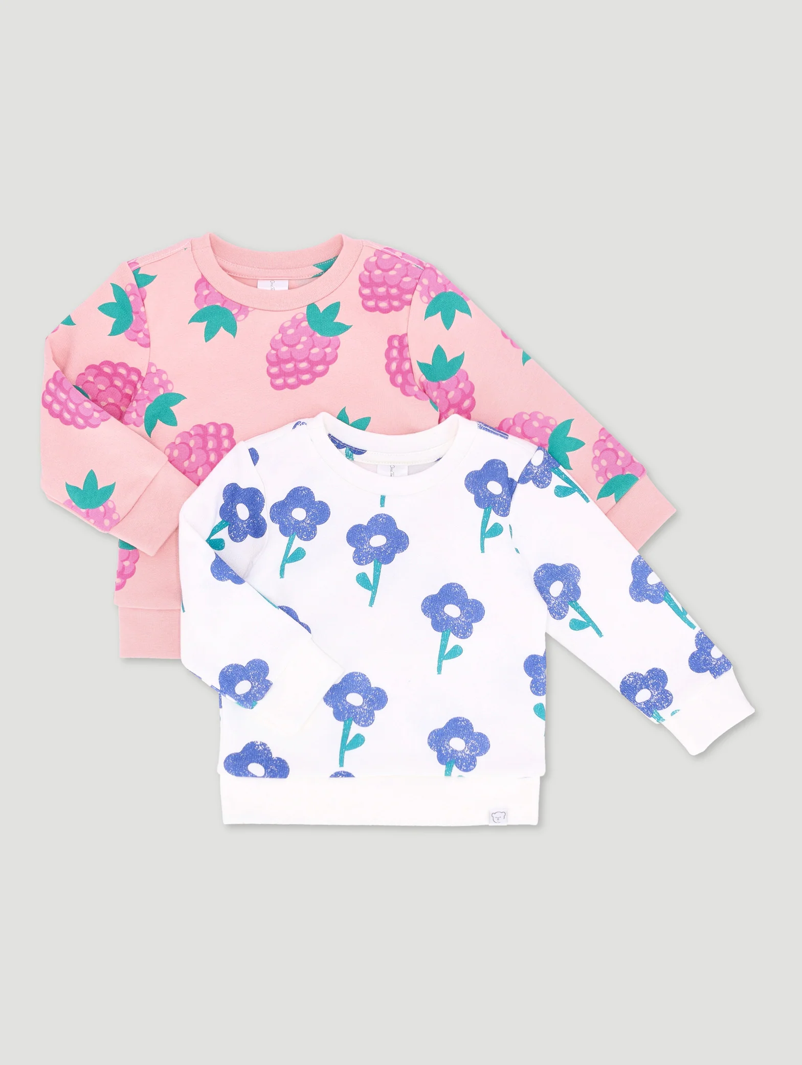Baby Girls 2 Pack Froral Fruit Brushed Fleece Top - Image 2