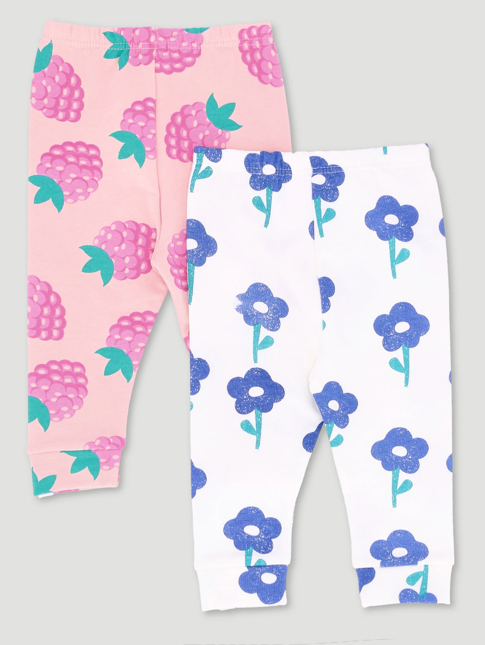 Baby Girls 2 Pack Fruits Fleece Leggings - Image 2