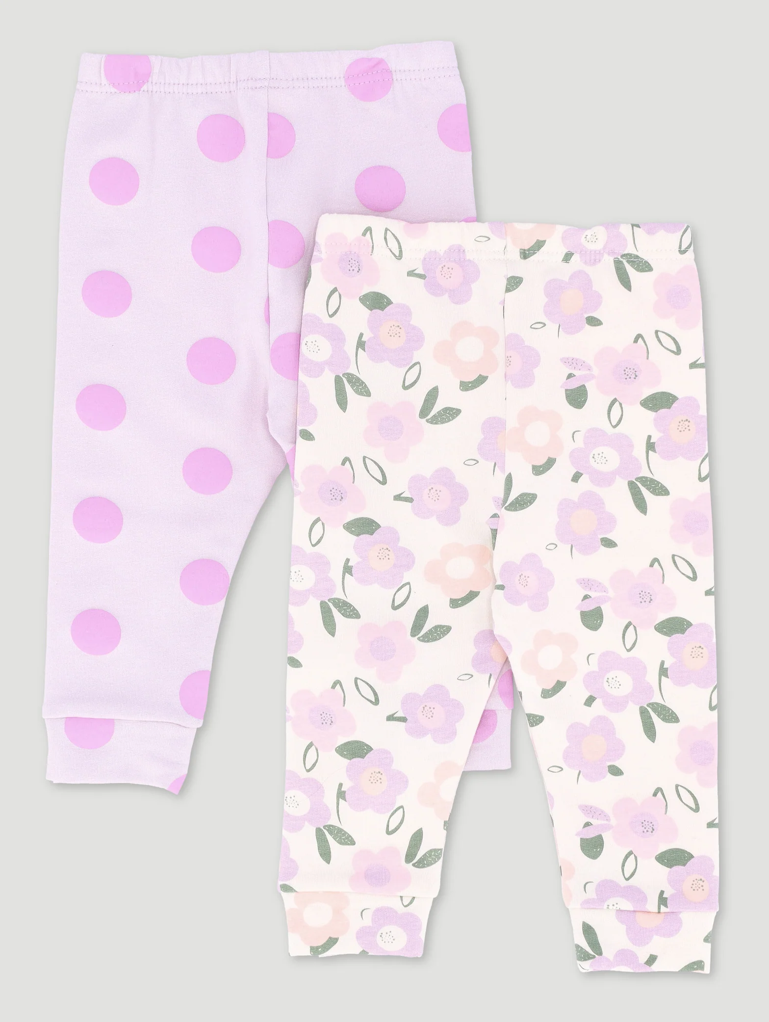 Baby Girls 2 Pack Giraffe Print Legging - Lilac/Grey - Image 2