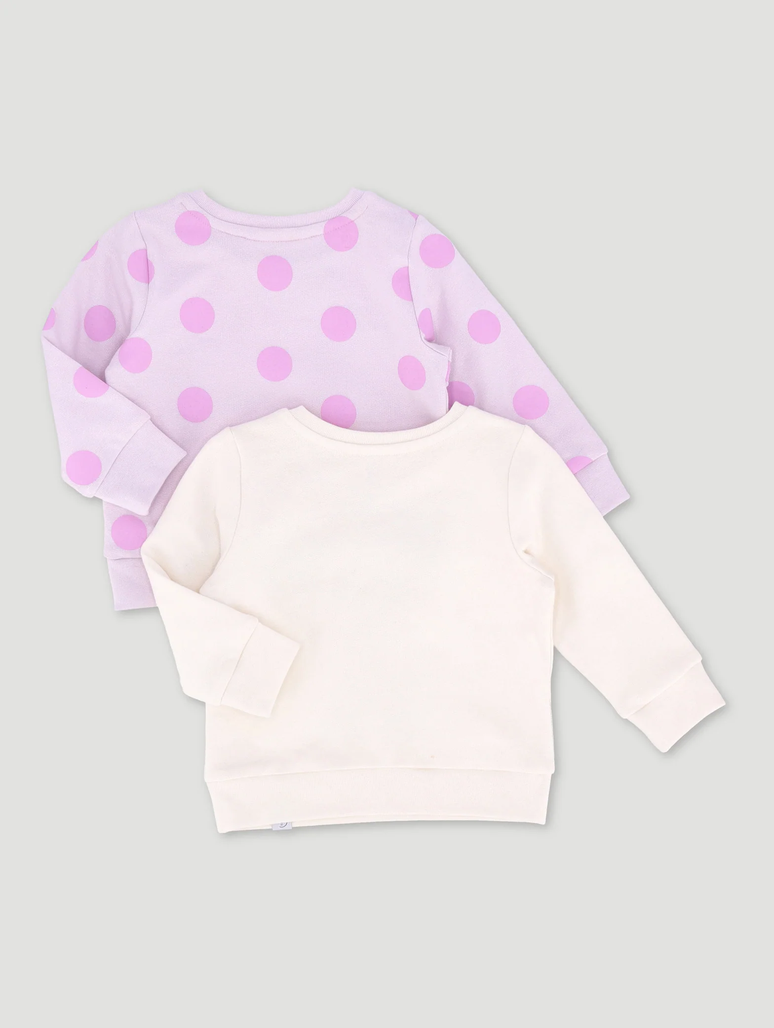 Baby Girls 2 Pack Giraffe Print Sweat Top - Lilac/Grey - Image 2