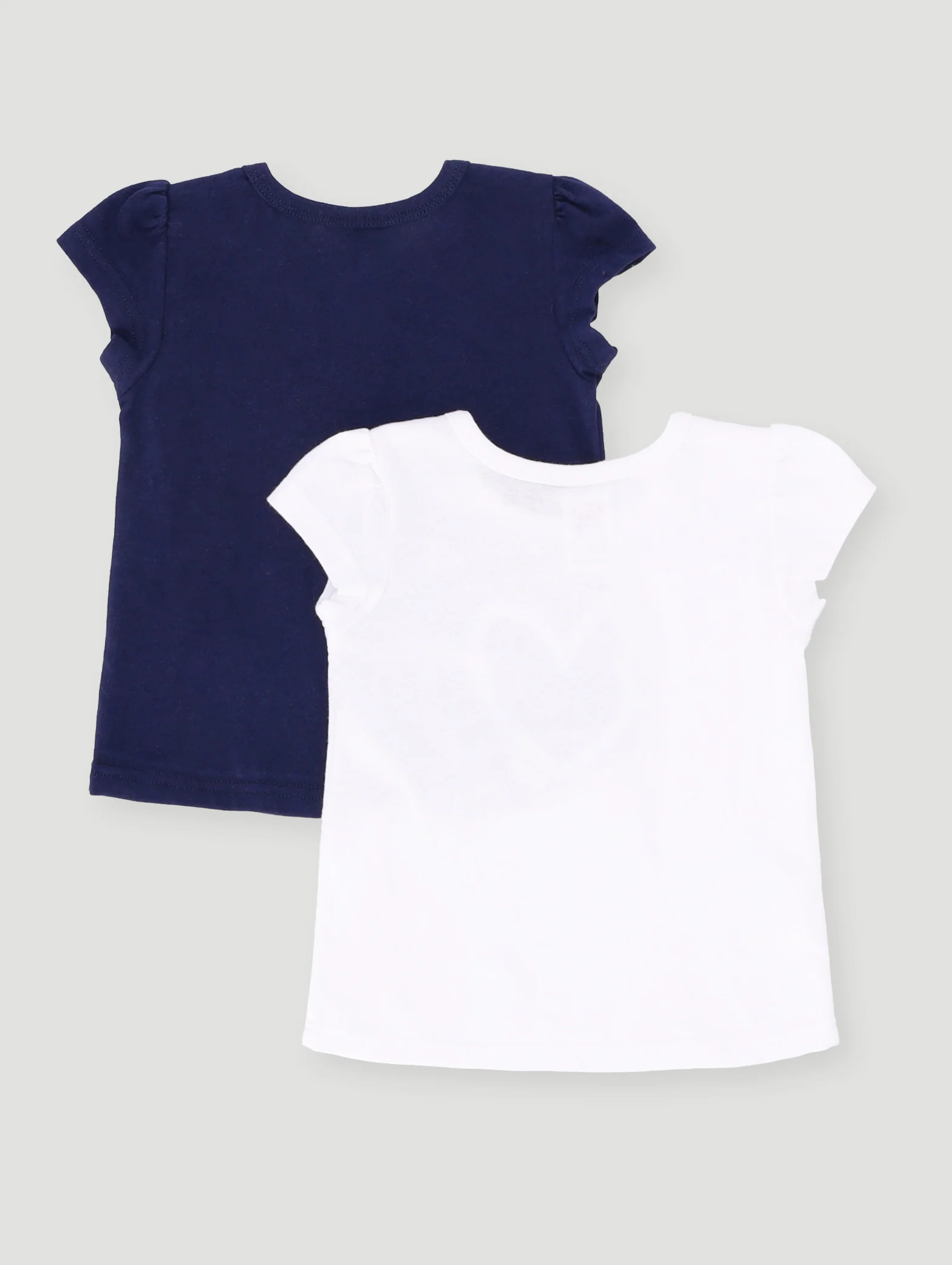 Baby Girls 2 Pack Heart Tee - White/Navy - Image 2